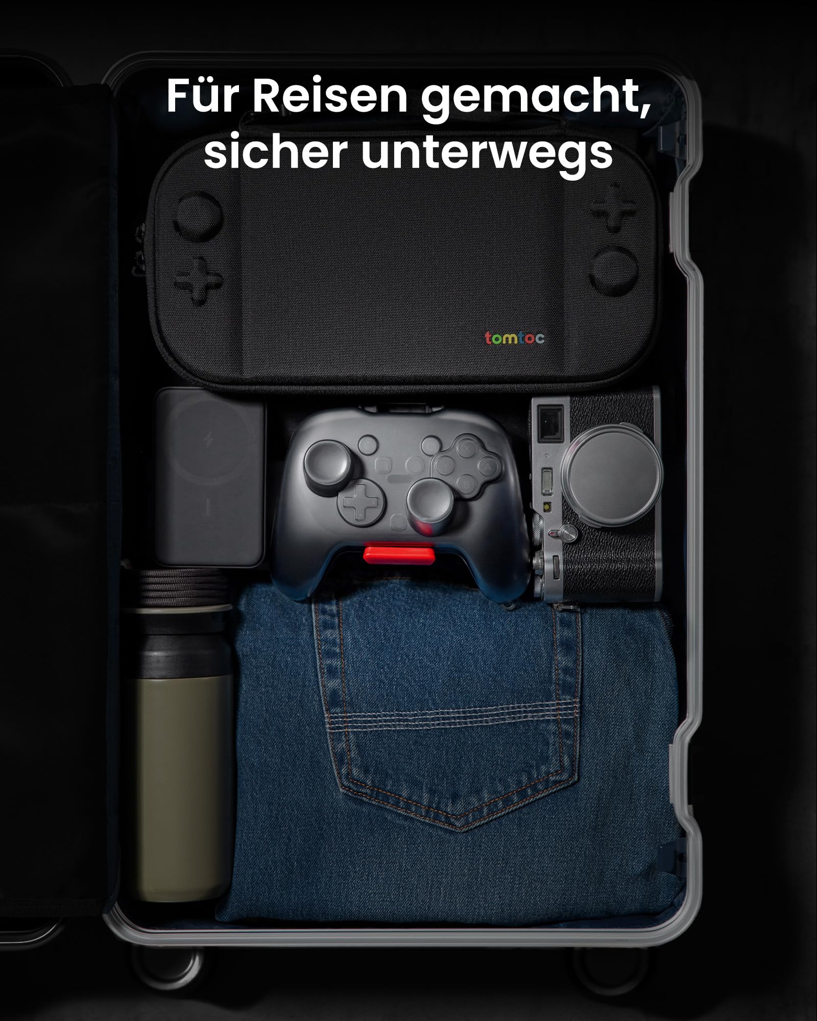 tomtoc Aufbewahrung Tasche Hülle für Nintendo Switch 2 Pro Controller 2025, Staubabweisend Kratzfest Stoßfest Schutzhülle für Unterwegs Reise, Hartschalenetui Travel Case mit Militärstandard-Schutz