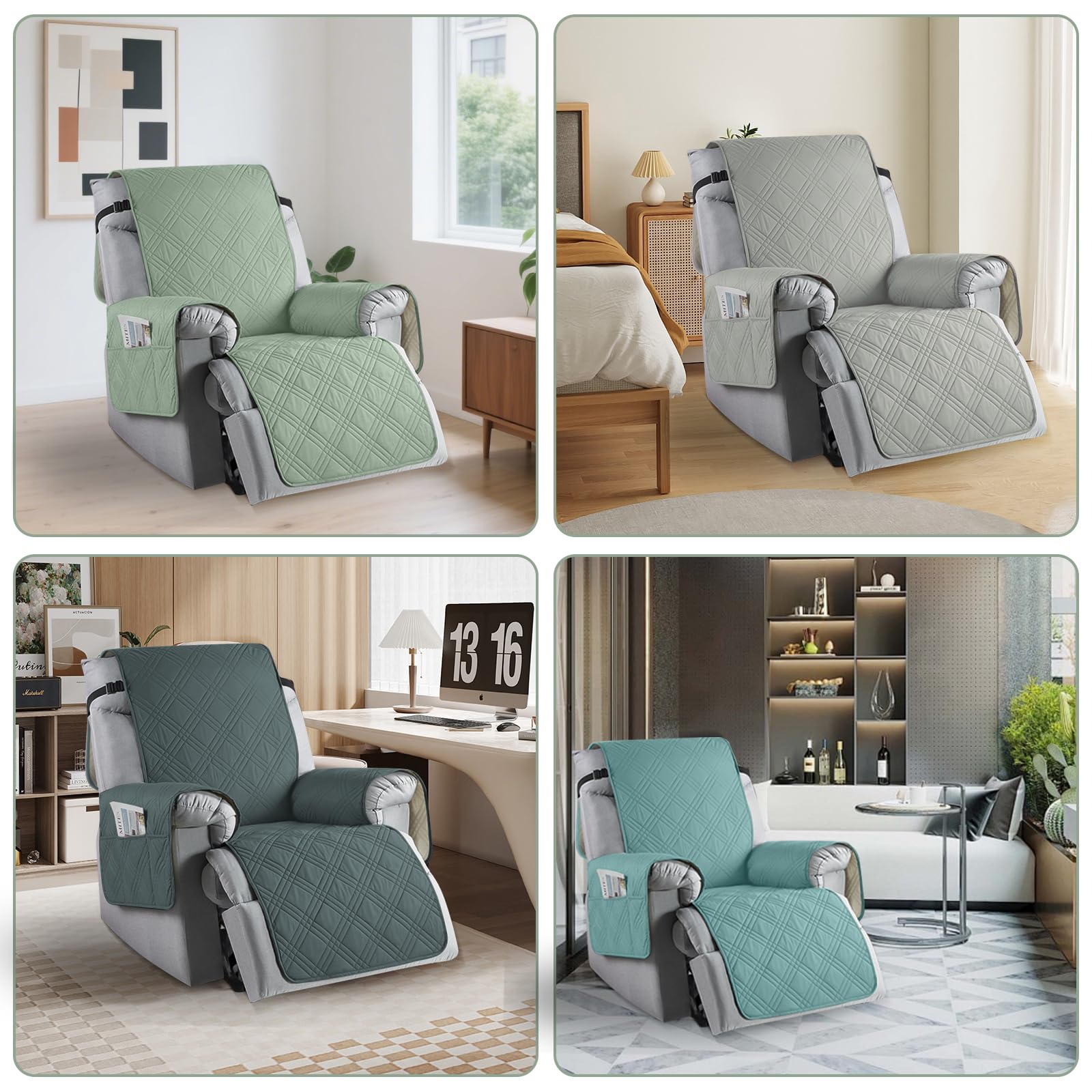 MeYuxg Coprisedia per poltrona relax, coprisedia elasticizzato con braccioli, coprisedia con tasche di stoccaggio, protezione per schienale, morbido e traspirante (grigio scuro)