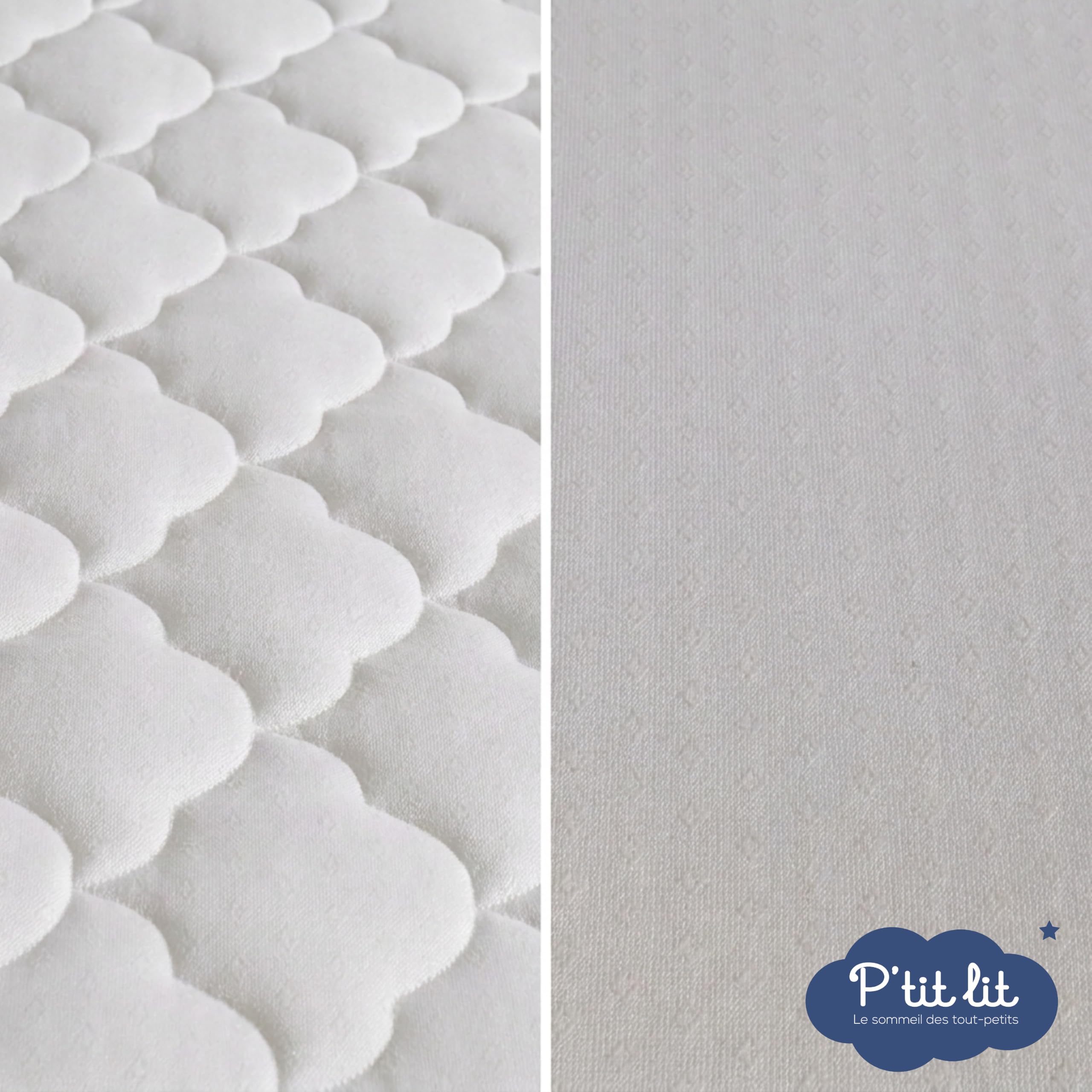 P'tit Lit - Matelas Enfant/Bébé Climatisé - 70x140 cm - 1 face Été fraîche / 1 face Hiver ouatinée - Anti Acarien - Déhoussable - Oeko Tex - Fabrication Française