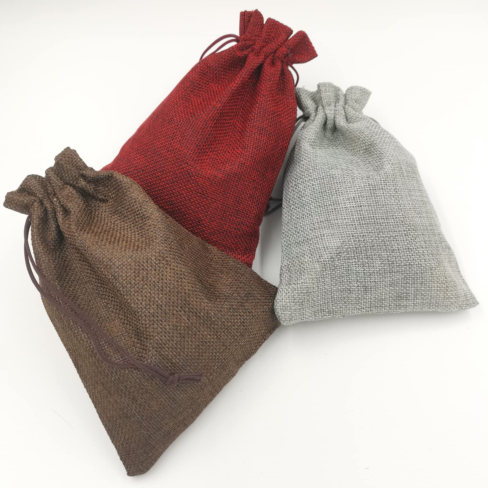 DUGYIRS 30 Pièces Sacs en Toile de Jute ​Sacs-Cadeaux avec Cordon de Serrage 13cmx18cm Sacs en Jute Petit Sacs Cadeaux de Fête Pochettes à Bijoux Sacs D'artisanat pour Cadeaux de Mariage(3 Couleurs)