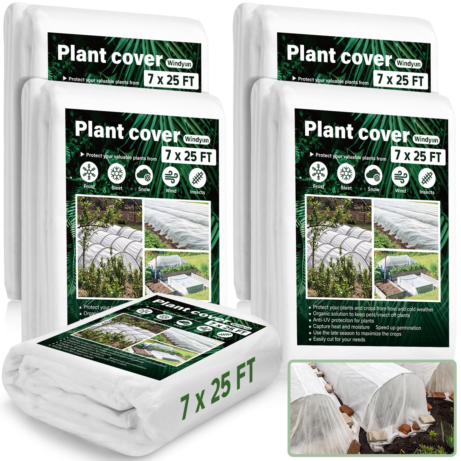 Windyun 4 Pcs Plant Covers Freeze Protection Floating Row Cover Non Woven Fabric Garden Cover Plant Blanket Frost Cloth for Winter Outdoor Tree Fruit Vegetables Cold Weather Sun Heat Protection-picture-17