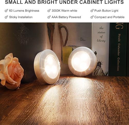 Miniatura 4 de Luces de disco, luces LED de grifo que funcionan con pilas, luces adhesivas, mini luces táctiles nocturnas, luces debajo del gabinete y mostrador,