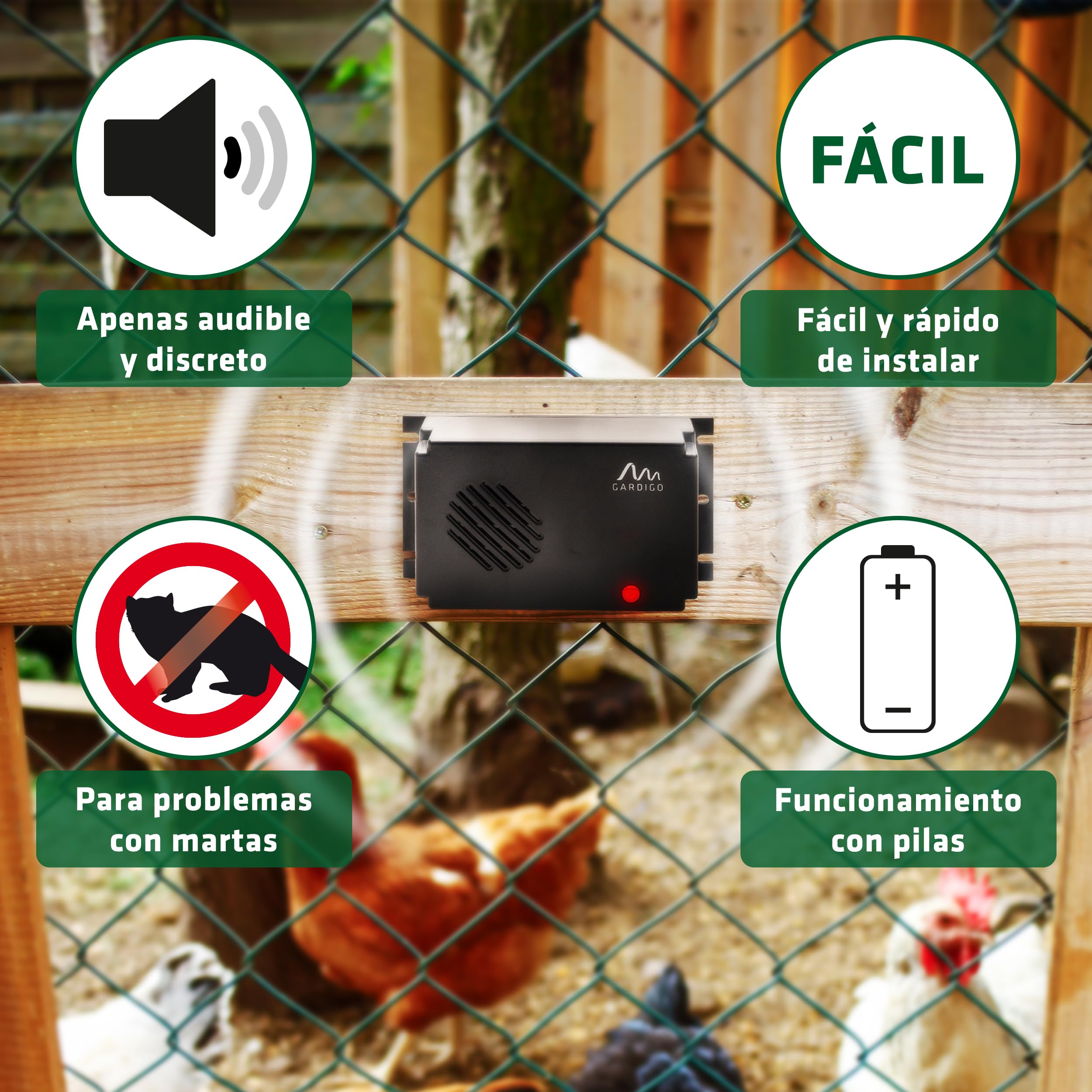 Gardigo® Set de 2 Repelentes Ultrasónico de Plagas Ahuyentador de Ratones, Ratas y Garduñas, Ultrasonido contra Ratones y Otros roedores, Alimentado por Batería, Ahuyentadores de Ratones, Anti Ratones