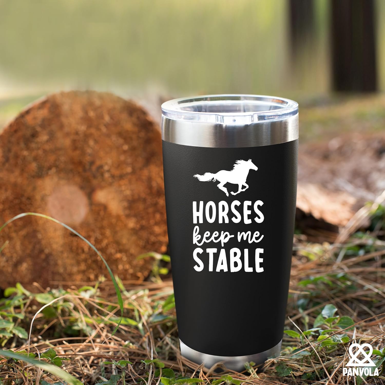Panvola Horses Keep Me Stable Horse Lover Equestrian Gifts For Women Men From Mom Dad Friends Stainless Steel Vacuum Insulated Tumblers 20 oz Black With Lid And Straw - Image 7