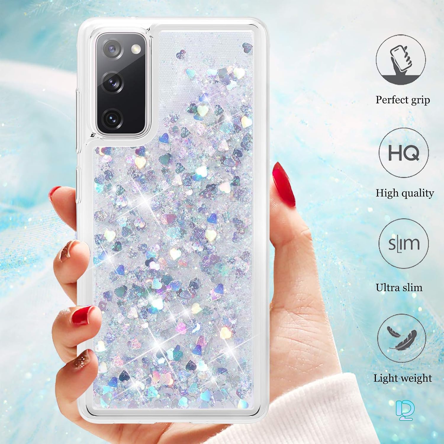 Dzxouui for Samsung S20 FE 5G Case,Galaxy S20 FE 5G Case,Girls Women TPU Clear Protective Cover Moving Quicksand Glitter Cute Phone Cases for Samsung Galaxy S20 FE/S20 Fan Edition(Silver)