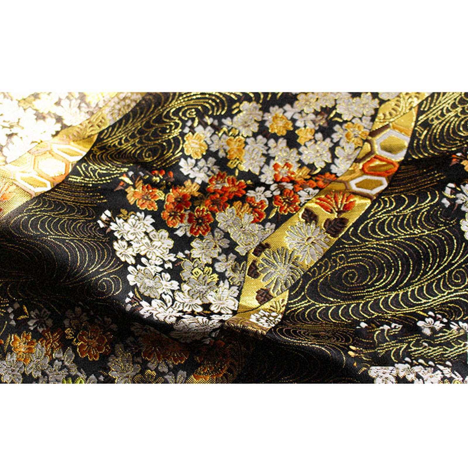 Brokatowa satyna jedwabna kwiatowa tkanina do samodzielnego szycia, tkania złota piękna złota wykwintna tkana ręcznie robiona tkanina na paski 150X50cm, czerwona,Tkanina w kwiaty(Red)