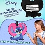 Disney Luggage Tags for Suitcase, Baggage Identification for Travel Name Address (Blue/Pink Stitch)