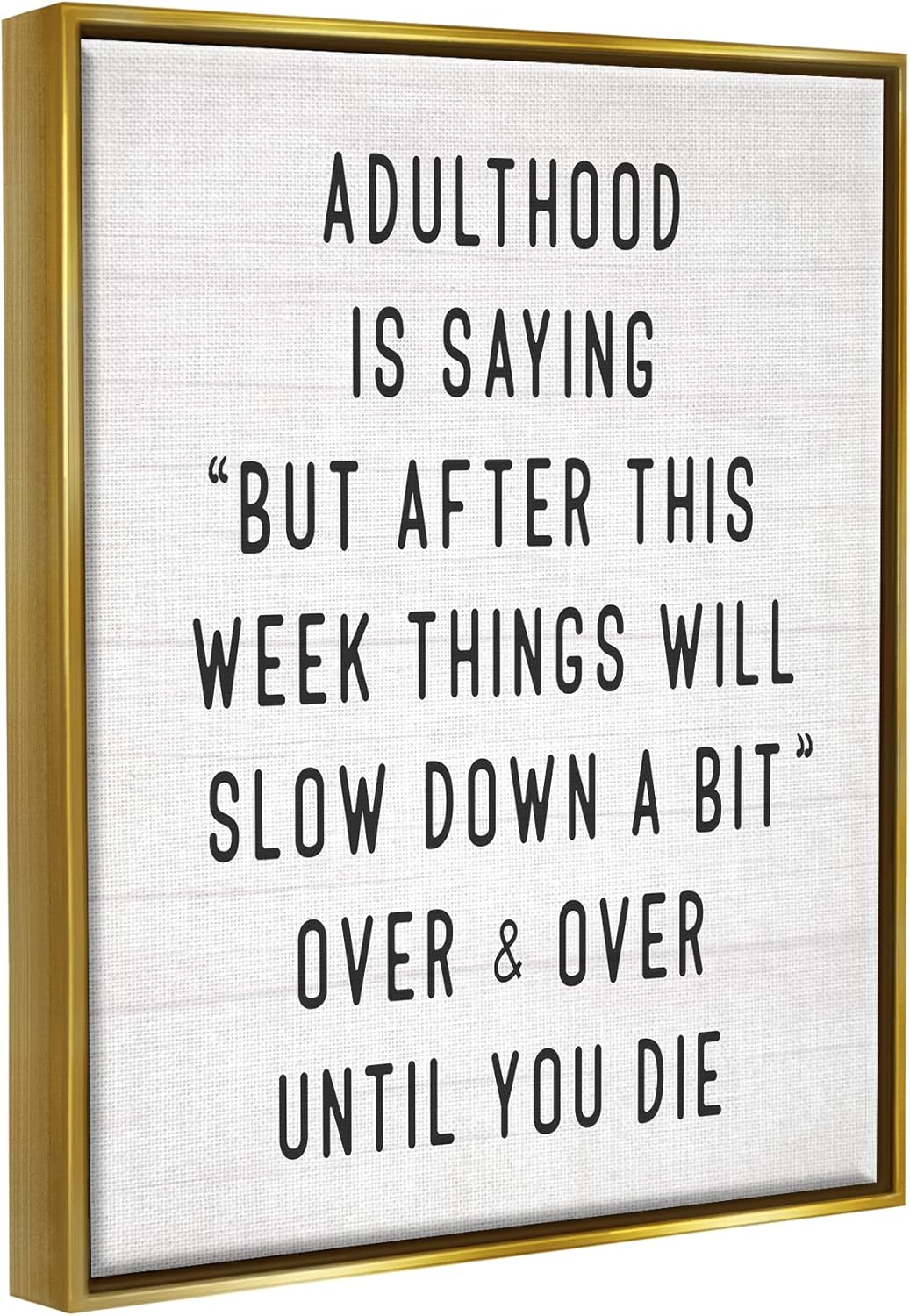 Stupell Industries Amusing Busy Adulthood Typography Plank Pattern Humor Floating Framed Wall Art, Design By Daphne Polselli