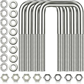4 Pcs 304 Stainless Steel Square U-Bolt, 1/2 D x 3 1/16 W x 4 5/16 Inch