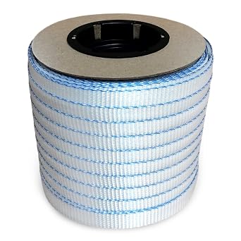 IDL Packaging 3/4 x 250' Mini Woven Cord Strapping Roll of 6 x 3 Core Size, 2400 lbs Break Strength, White (Pack of 1) - Poly Cord Strapping with Re-Tightening Option