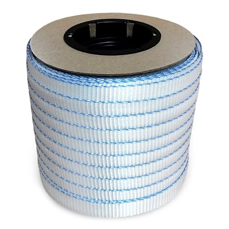 IDL Packaging 3/4 x 250' Mini Woven Cord Strapping Roll of 6 x 3 Core Size, 2400 lbs Break Strength, White (Pack of 1) - Poly Cord Strapping with Re-Tightening Option