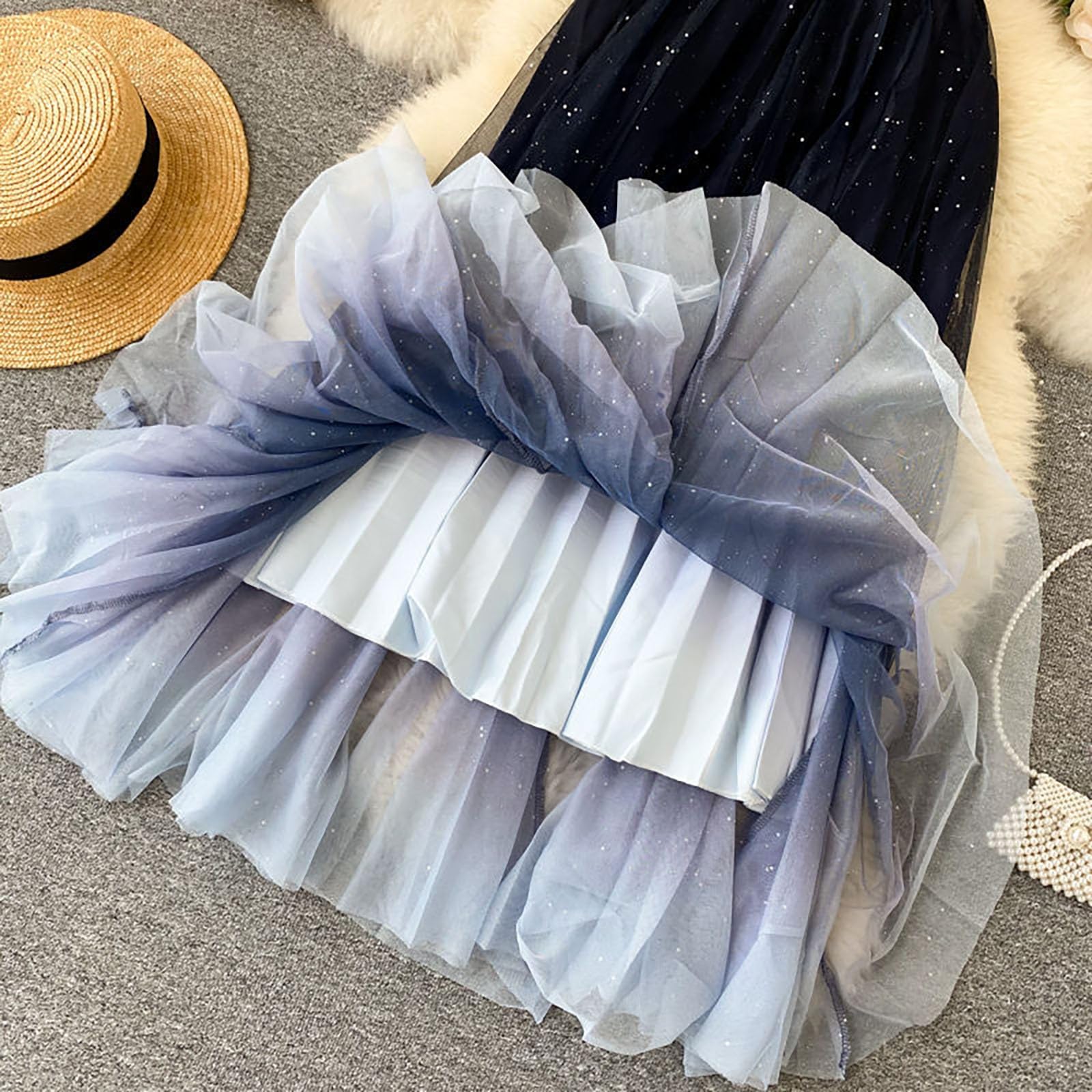 Generisch Tüllrock Mit Glitzer Damen Pailletten Petticoat, Tüllrock Damen Tütü 50er Ballettrock Erwachsene Teenager Tutu Rock Rot Weiß Gestreift Faschingskostüm Multi-Schichtenvintage Ballet Blase