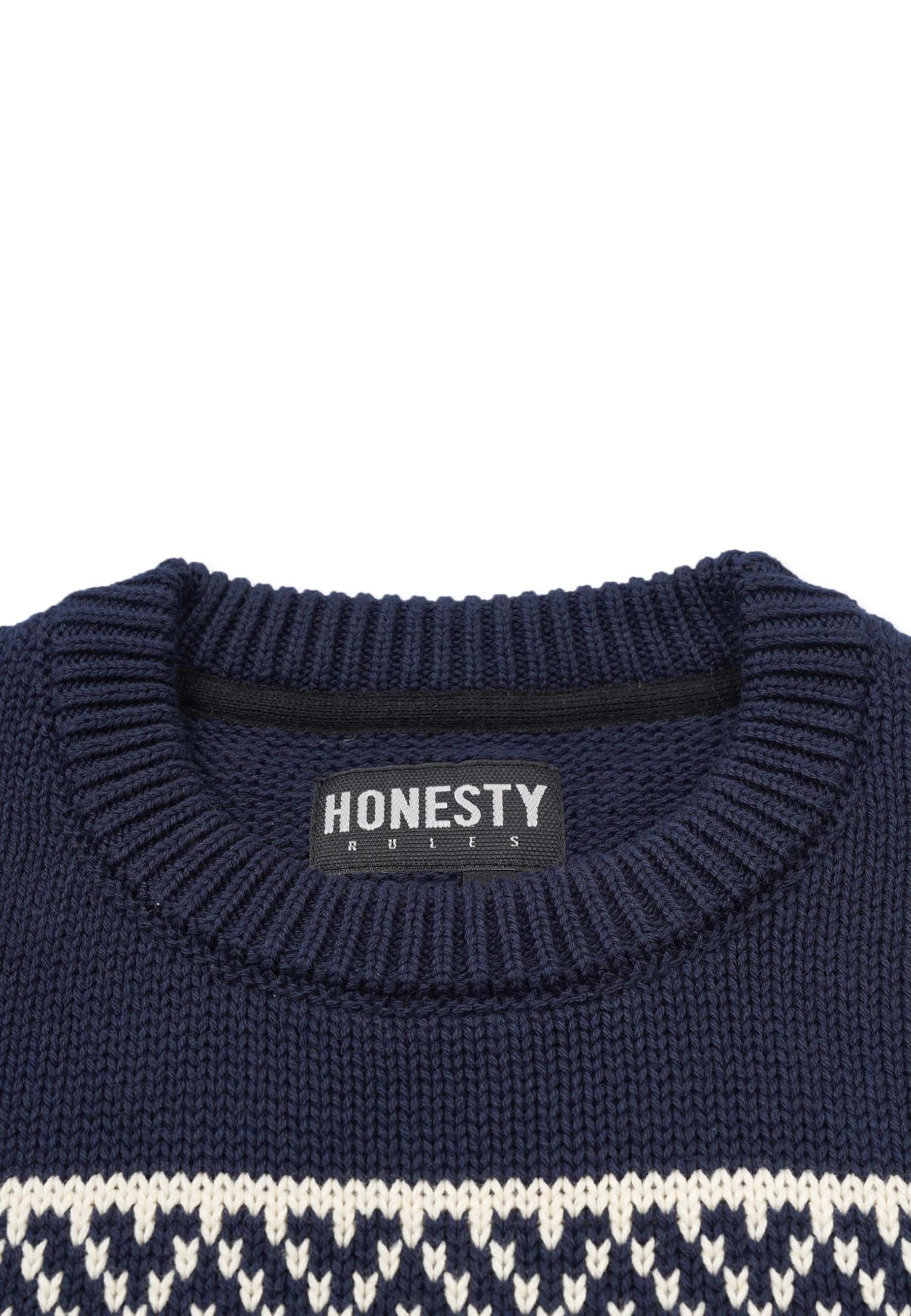 Honesty Rules Norweger Pullover Herren, bequemer Strickpullover im Regular Fit für Männer, Crew Neck aus 100% Bio-Baumwolle, Langarm-Strick mit Rundhalsausschnitt