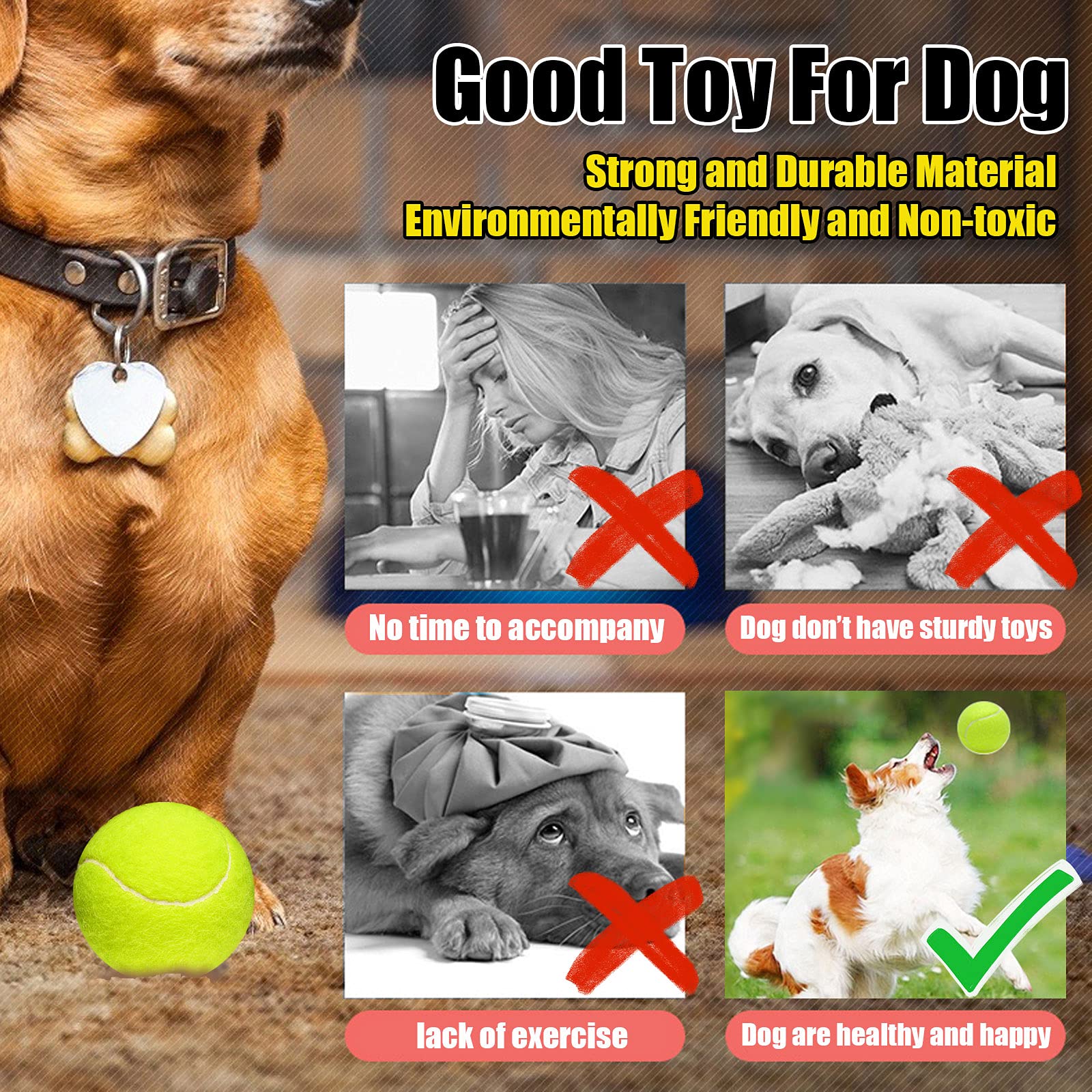 Boule De Tennis Durable Rebond élevé Pour Chiens élasticité