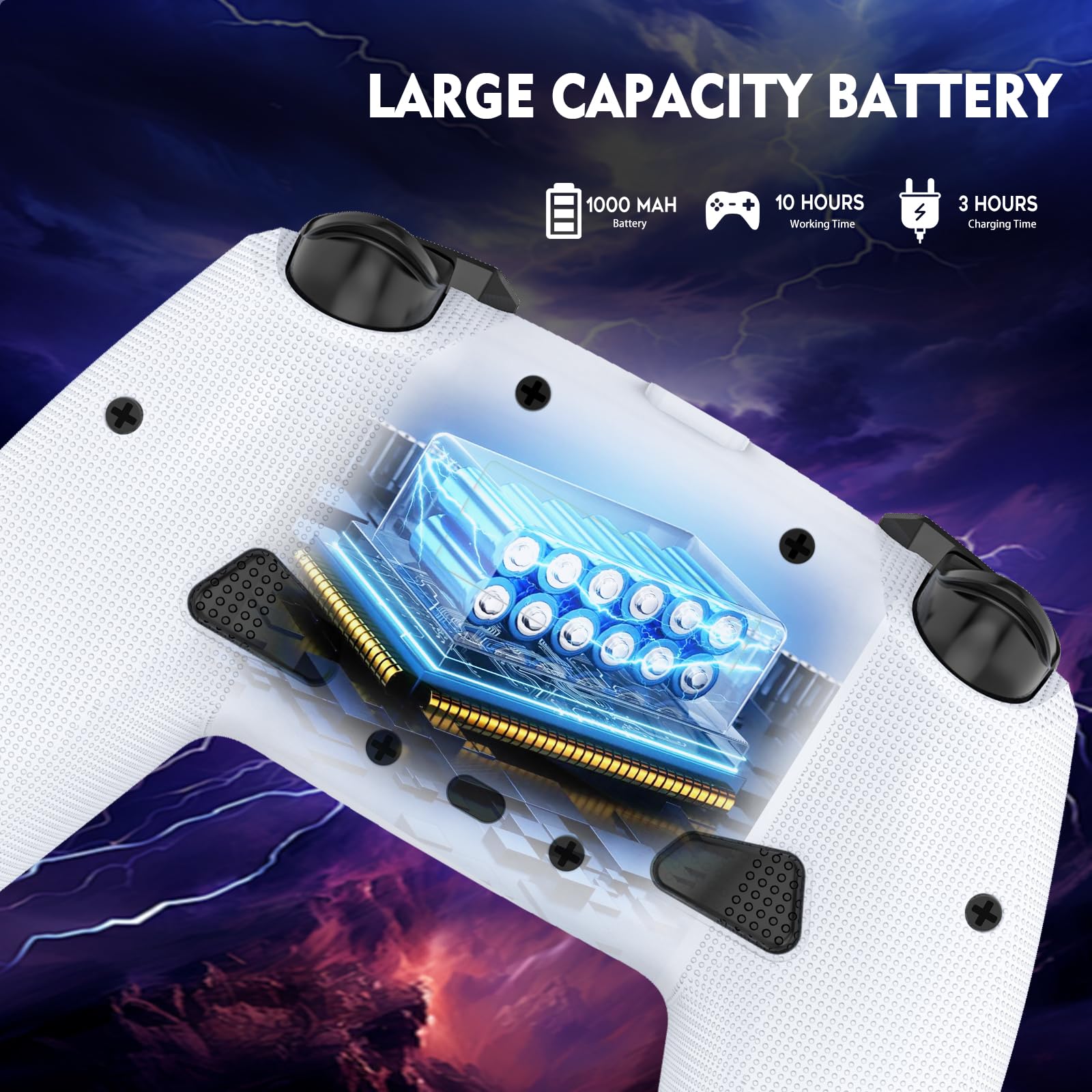 KEWYA Switch Controller für Switch Spiele, MACRO & Turbo Programmierfunktion, Motor Vibration, RGB Licht, Wireless Gamepad Joypad mit 6 Gyro Achse Kompatibel mit Switch/Switch Pro/Lite/PC - Weiß
