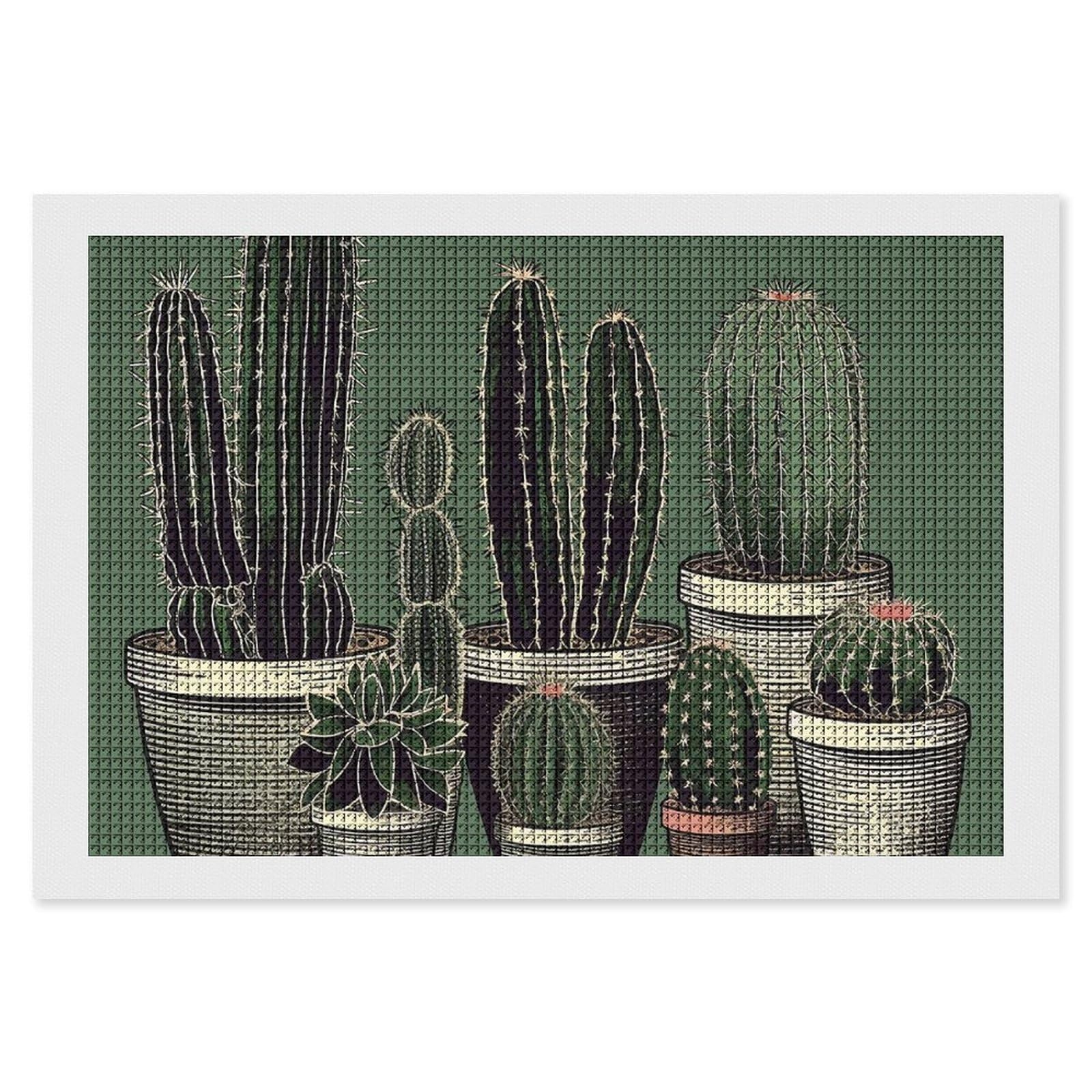 Green Cactus Diamond Art Kits for Adults, DIY 5D Diamonds Painting Kits for Beginner, Round Full Drill Diamond Dots Painting, 8"x12" Diamonds Pictures Gem Art and Crafts Wall Decor