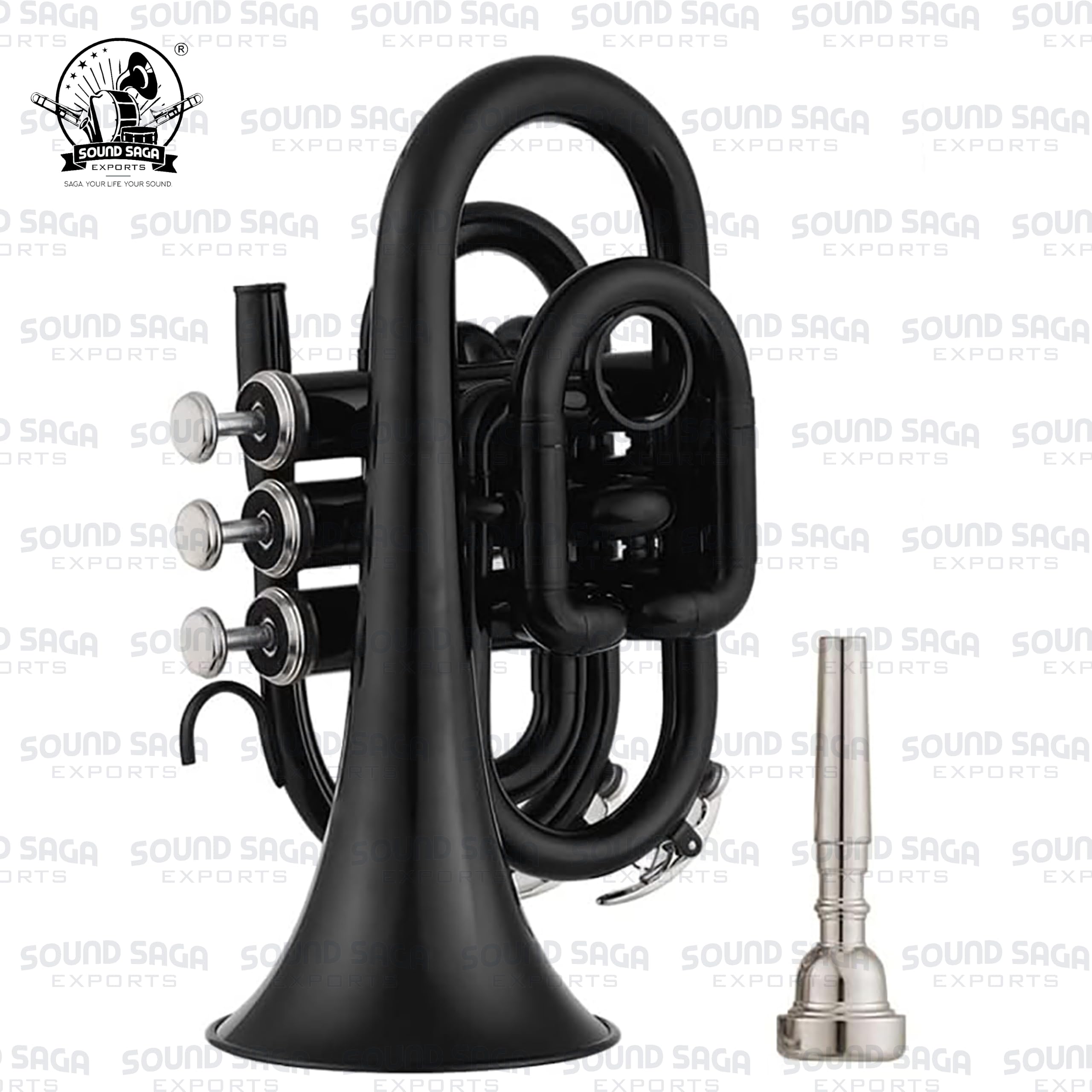 Instrumento de latón para trompeta de bolsillo Bb | Instrumento hecho a mano con precisión | Ideal para estudiantes, orquesta, conciertos y principiantes | Boquilla y funda de transporte rígida
