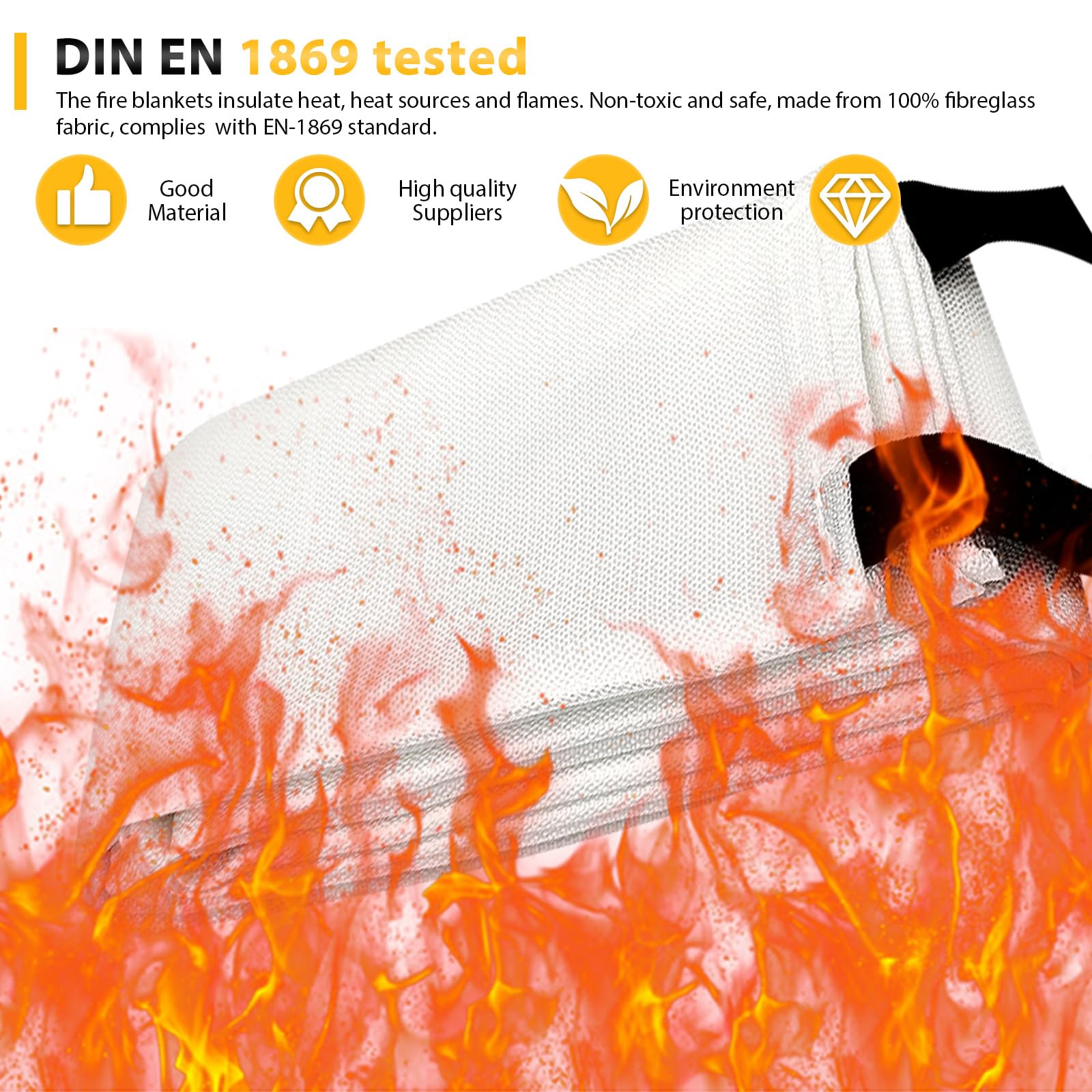 Coperta Antincendio 1.5x1.5m In Fibra Di Vetro - Per Cucina, Camino, Auto - Foto 4