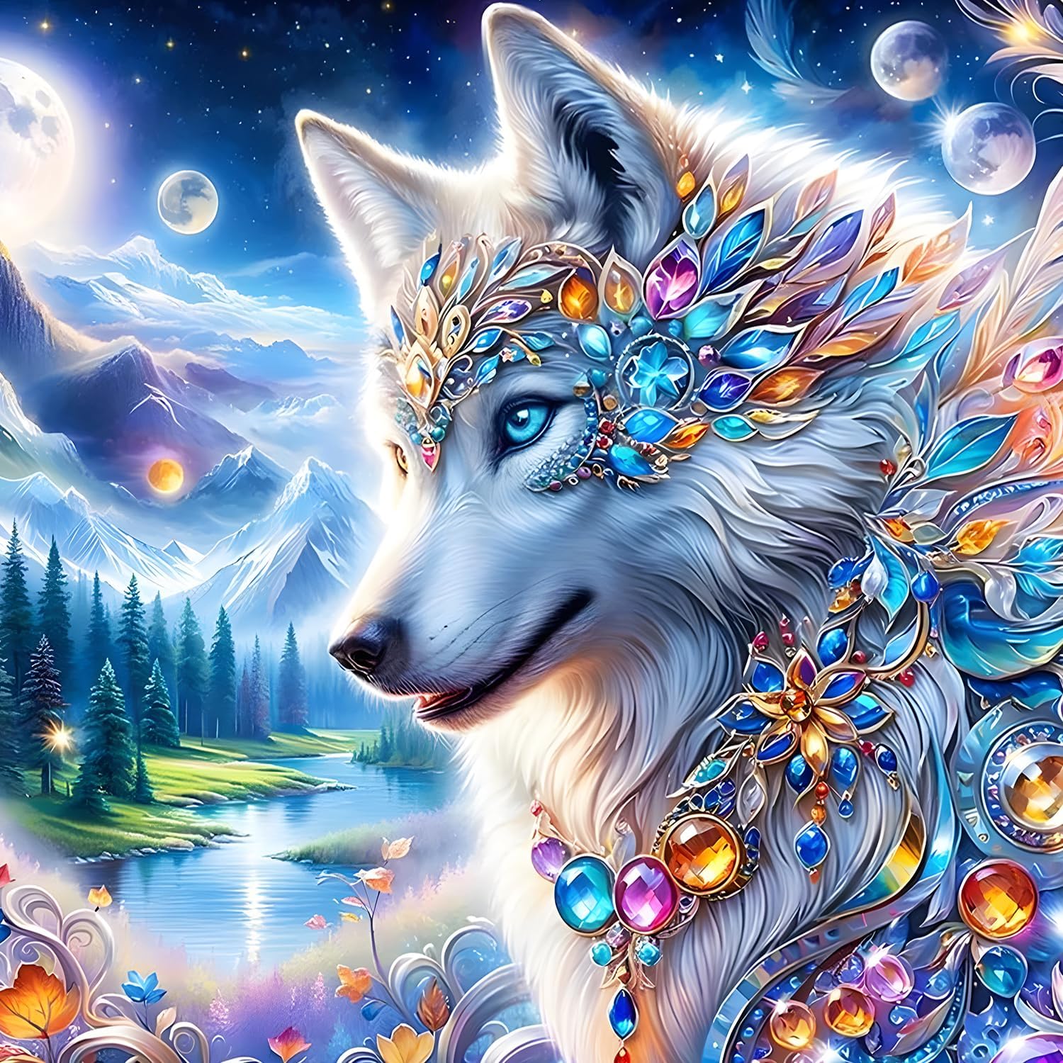 QINRUBB Diamond Painting 5D Motif Floral Vintage Kit Complet 30x40cm