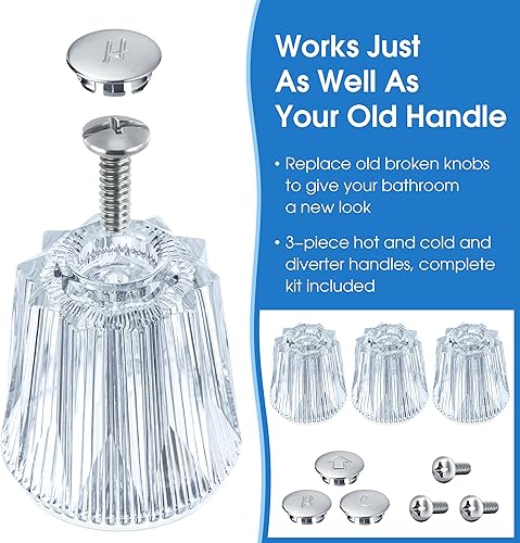 Miniatura 9 de Enhon Reemplazo de mango de grifo de ducha, compatible con Price Pfister Contessa y Windsor grifos de bañera y ducha, 2 piezas de repuesto de pomo