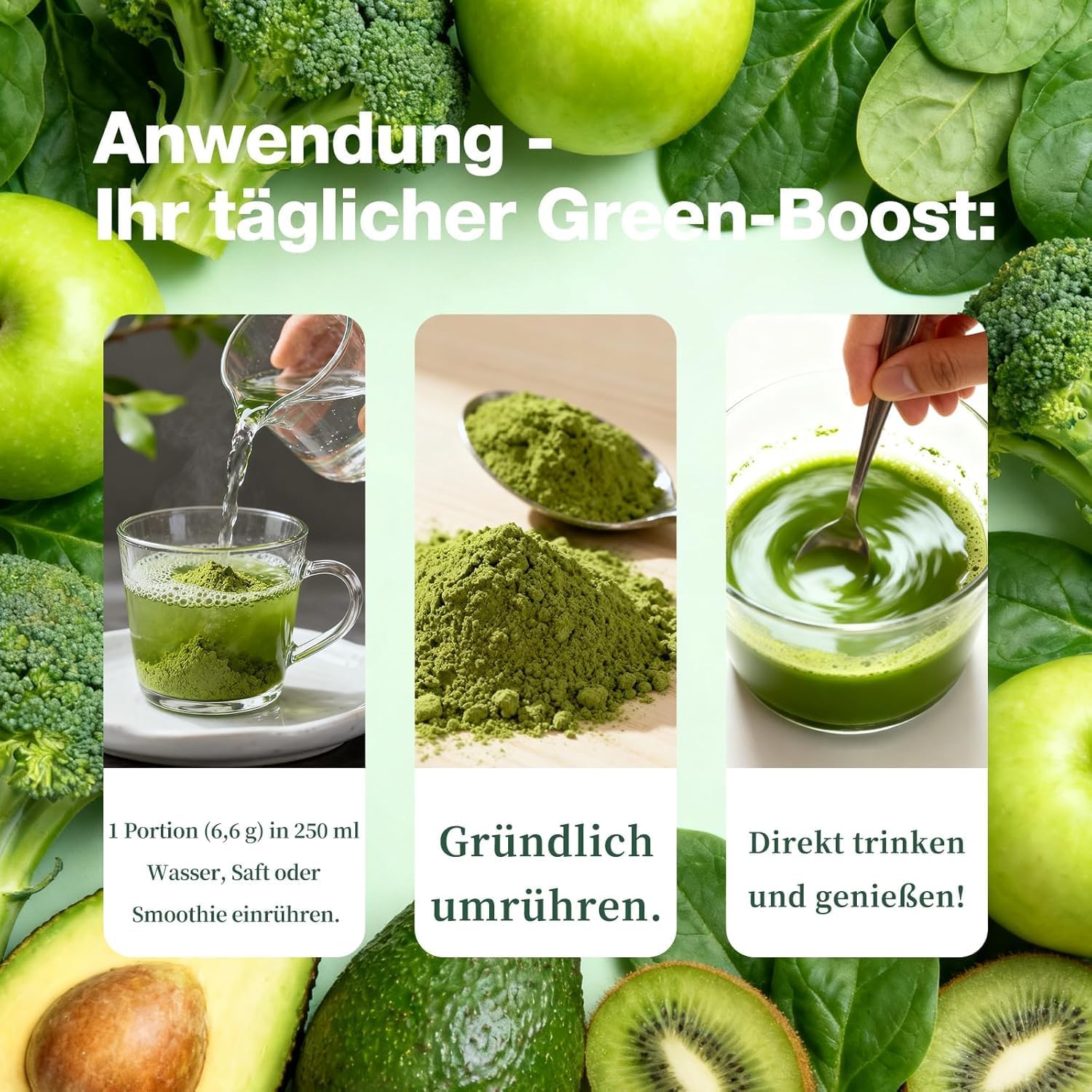 Grüne Entgiftungspulver, 200g Grüner Helper, 200g Superfood Pulver, Greens Pulver helfer, Pflanzenpulver mit Matcha, Gerstengras, Heidelbeeren, Rich in Macronutrients, Micronutrients & Fiber