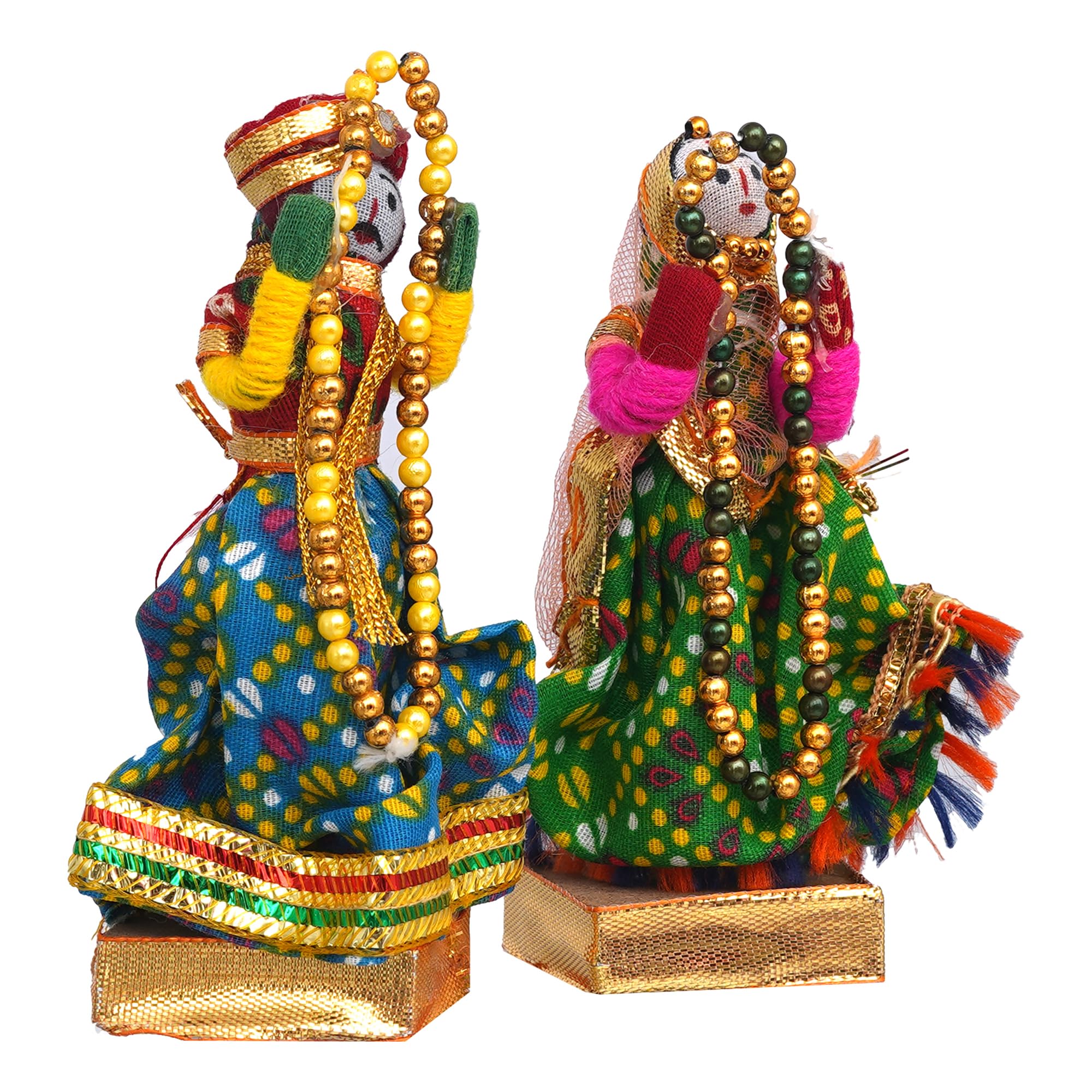 Webelkart Ręcznie robione wielokolorowe figurki dekoracyjne Rajasthani Dulha Dulhan do domu biura dekoracyjne figurki idol/prezent idol prezentacja (wielokolorowe) 12,7 cm