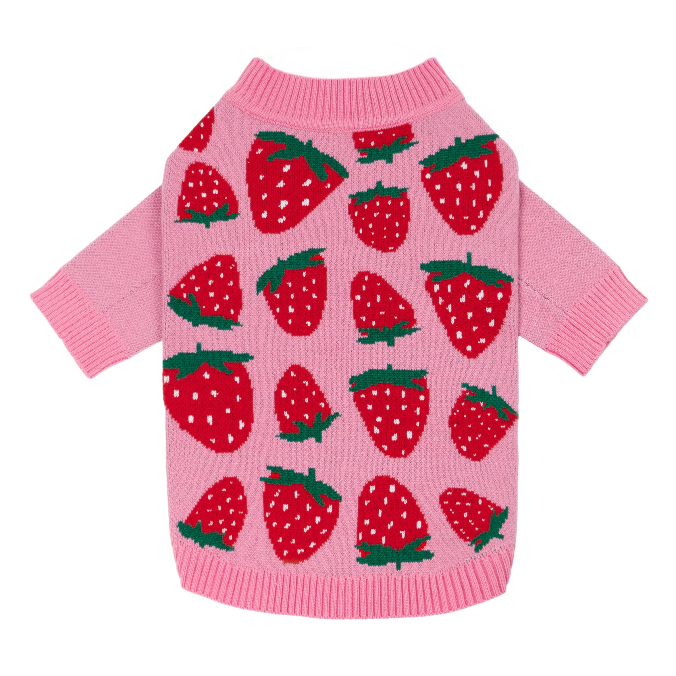 Fitwarm Adorable Strawberry Dog Sweater, Thermal Dog Winter Clothes for Small Dogs Girl, Pet Outfit, Pink, Red, White, Green, XL