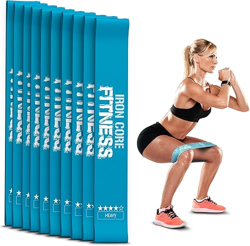 Latex Mini Resistance Bands Sets for Trainers, Bootcamp, Gym for Men and Women in Fun Colors - Ebook, Videos and Workout Chart Included by Iron Core