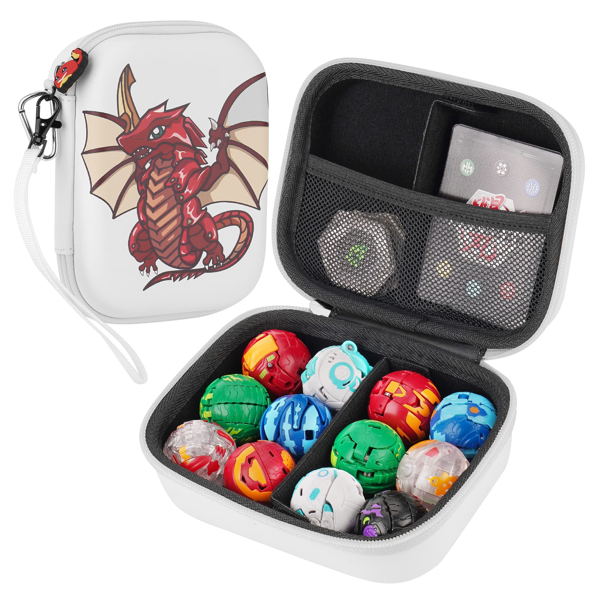 Toy Organizer Case Compatible with Bakugan Battle Planet, BakuCores, Armored Alliance, Geogan Rising, Toy Organizer Storage Container Holder (12, White)
