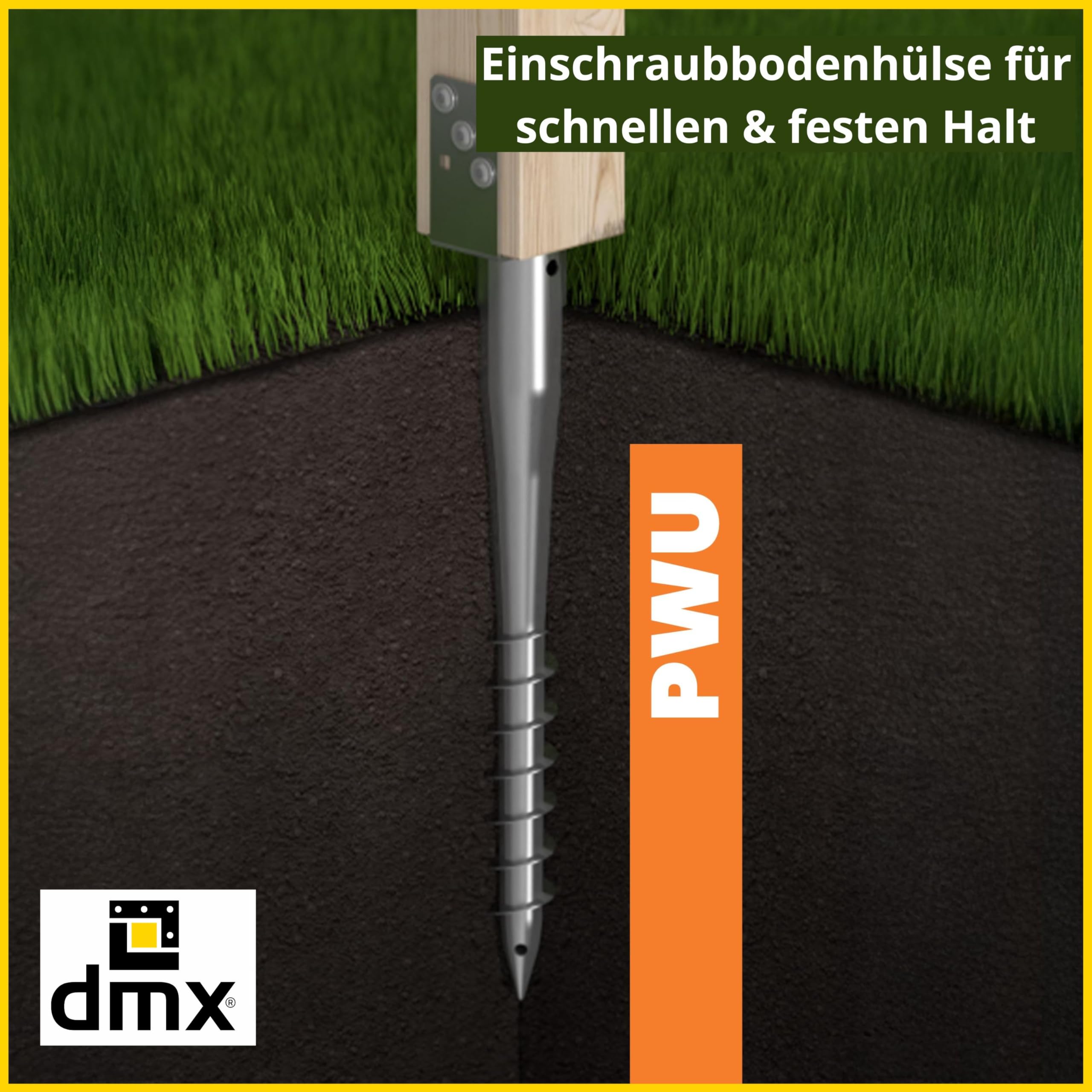 Pfostenträger U Profil - Einschraub Bodenhülsen - Stützenfuß - Einschraubhülsen - U Pfostenträger 90x90 mm - Stutzen - Einschraubbodenhülse - Bodenanker - Pfostenanker