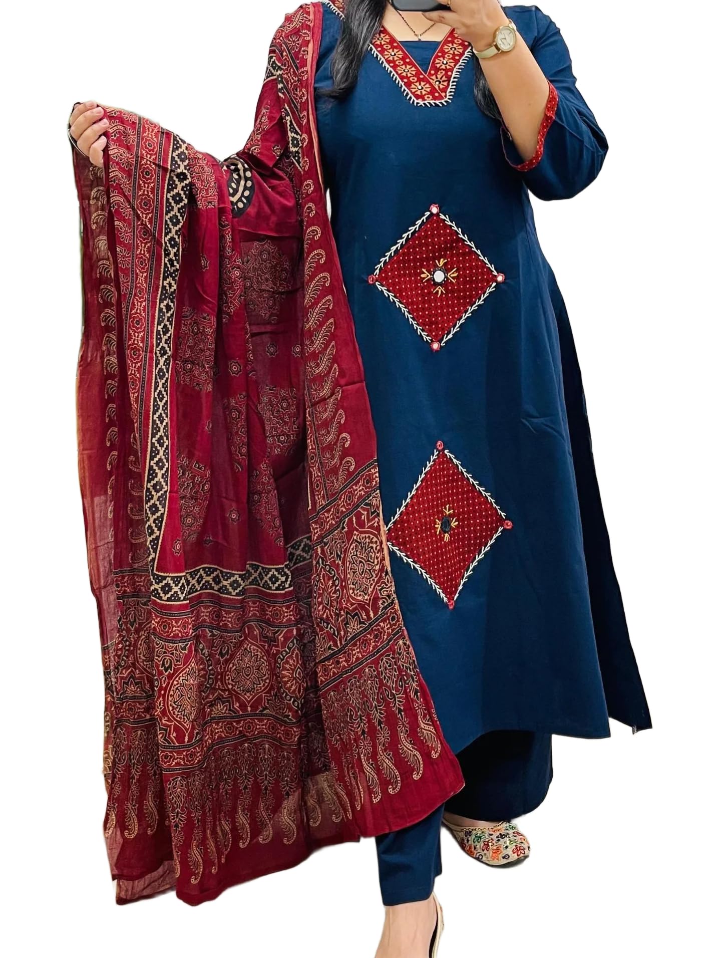 bharvita Women's Rayon Handwork Embroidered and Printed Straight Kurta with Pant And Dupatta Sets-picture-46