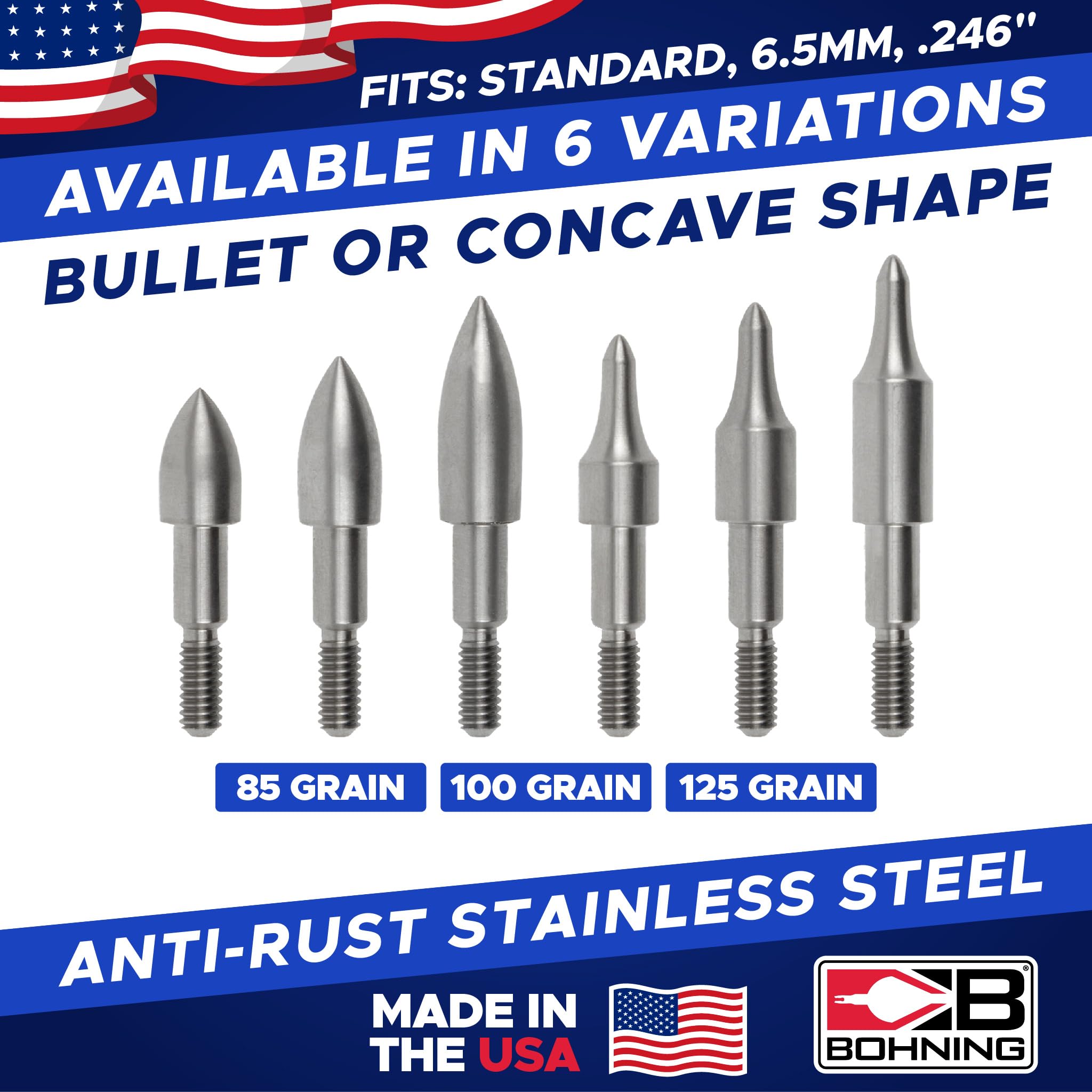 Bohning Match Grade Screw-in Bullet Points for Standard (19/64