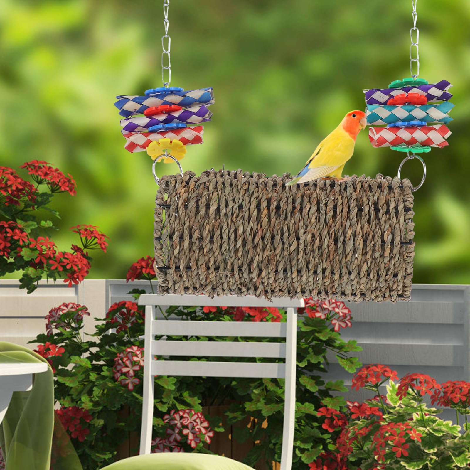 BESPORTBLE 1 Set Bird Perch Stand of Hanging Climbing Swing for Parrot Durable Birdcage Accessory Fun Resting Place Chic Design for Home Decoration