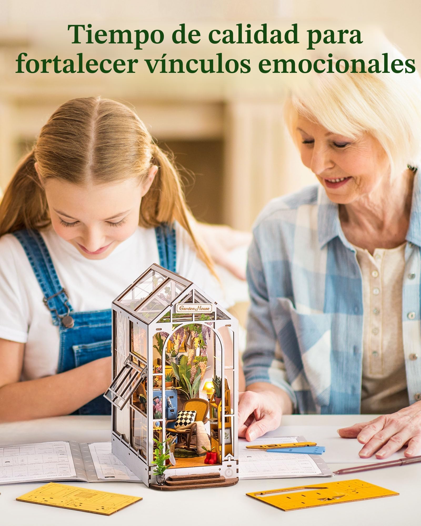 Rolife Kit Book Nook Casa Verde-3D Puzzle Maquetas Para Adultos Para Construir-Idea De Regalo Para Profesores,Amantes De Los Libros