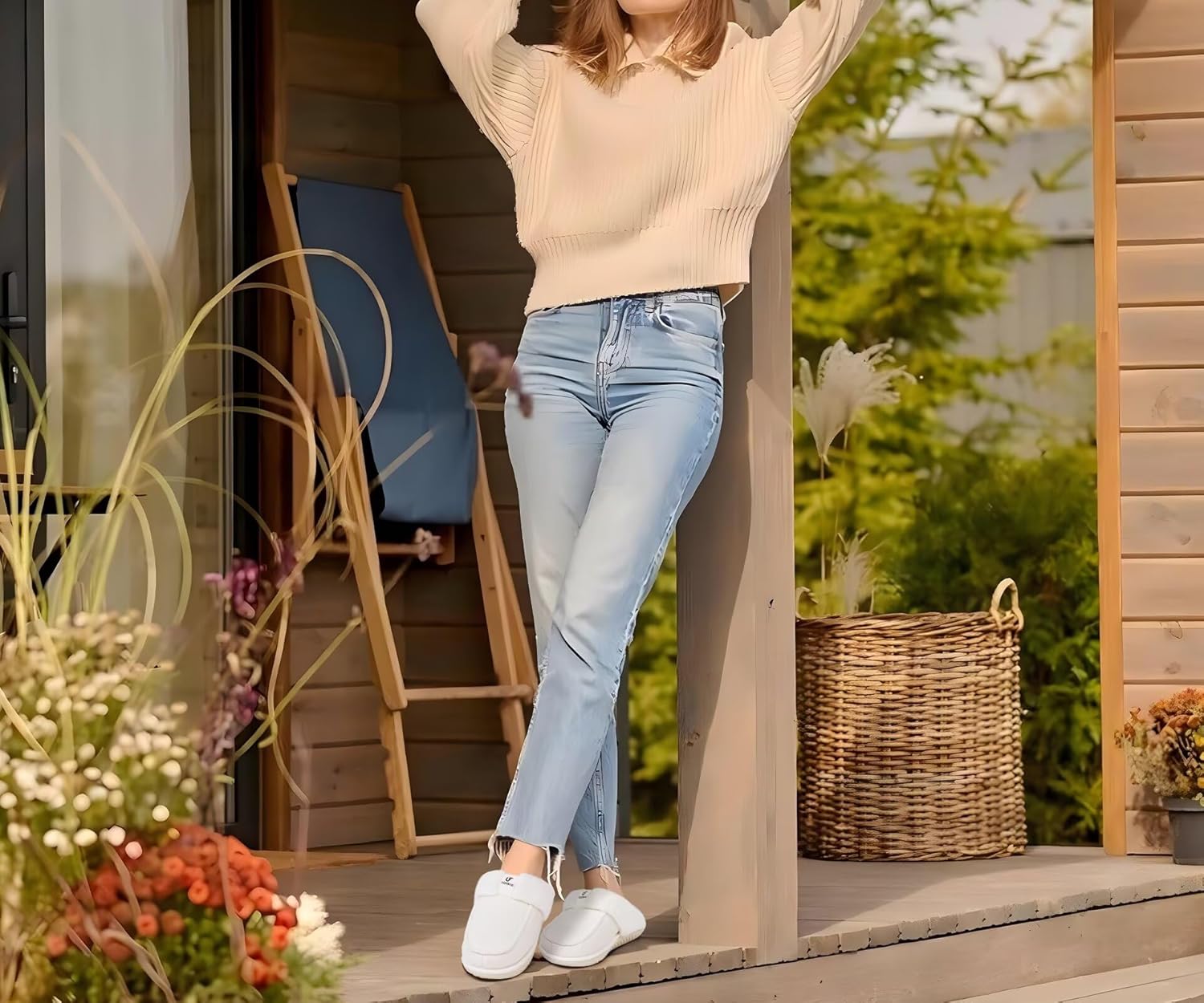 COFACE Womens Memory Foam Cushion Slippers Warm Cozy Fuzzy Faux Fur House Shoes Moccasin Indoor Outdoor With Arch Support Rubber Sole - Image 2