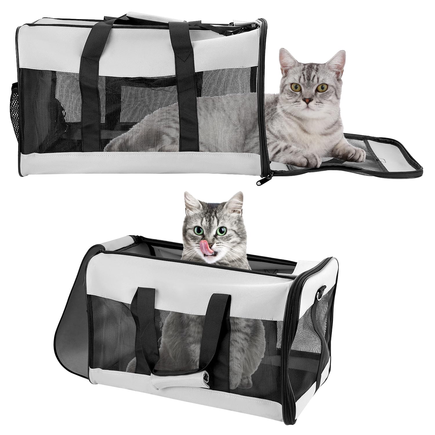 QWORK® Sac de Transport Souple pour Chat et Chien jusqu'à 10 kg - Dimensions 48x30x30 cm - Ventilation en Maille, poignées renforcées, Portable et Lavable