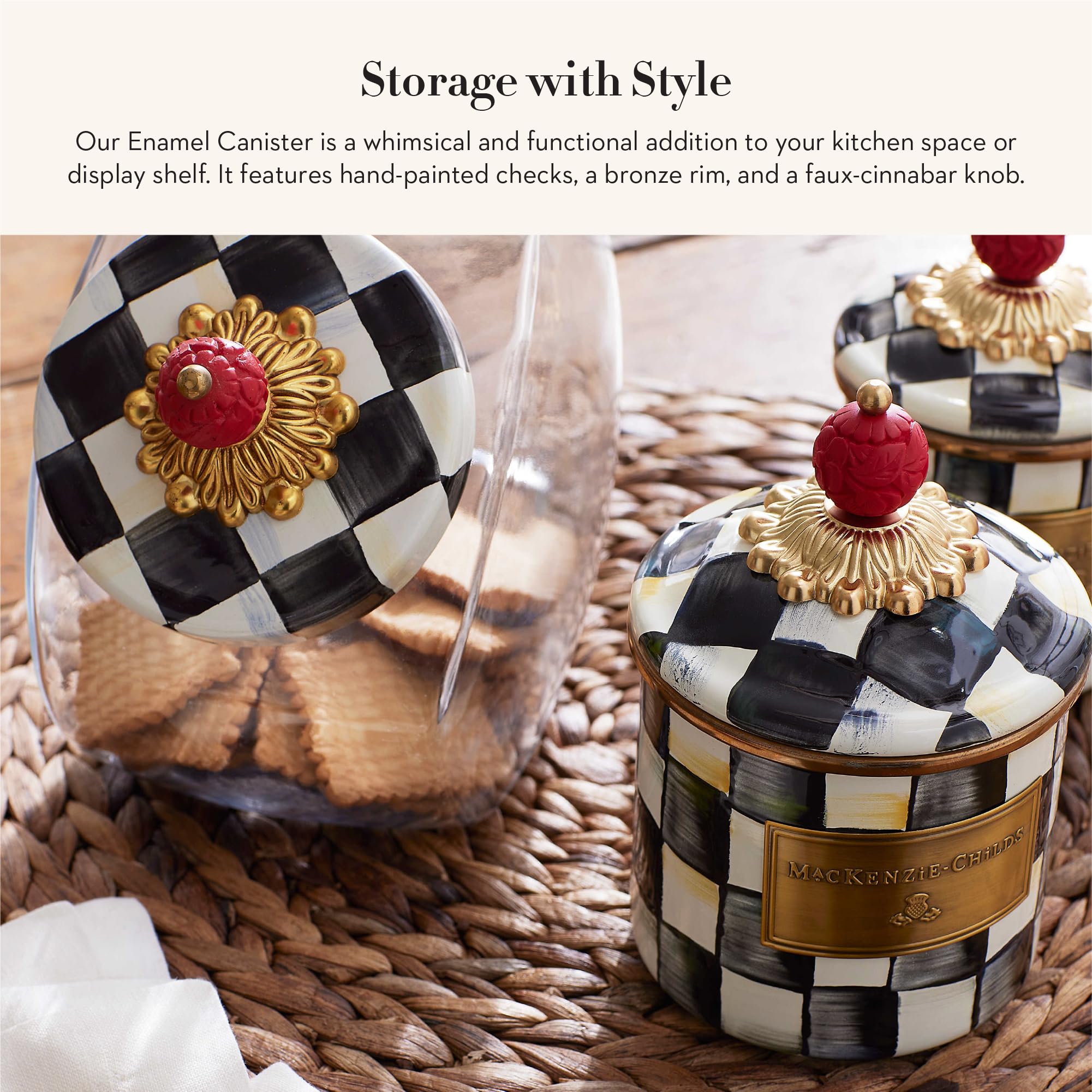 マッケンジーチャイルズ　Mackenzie エナメル 保存容器 Amazon.com: MACKENZIE-CHILDS Small Enamel Canister, Kitchen
