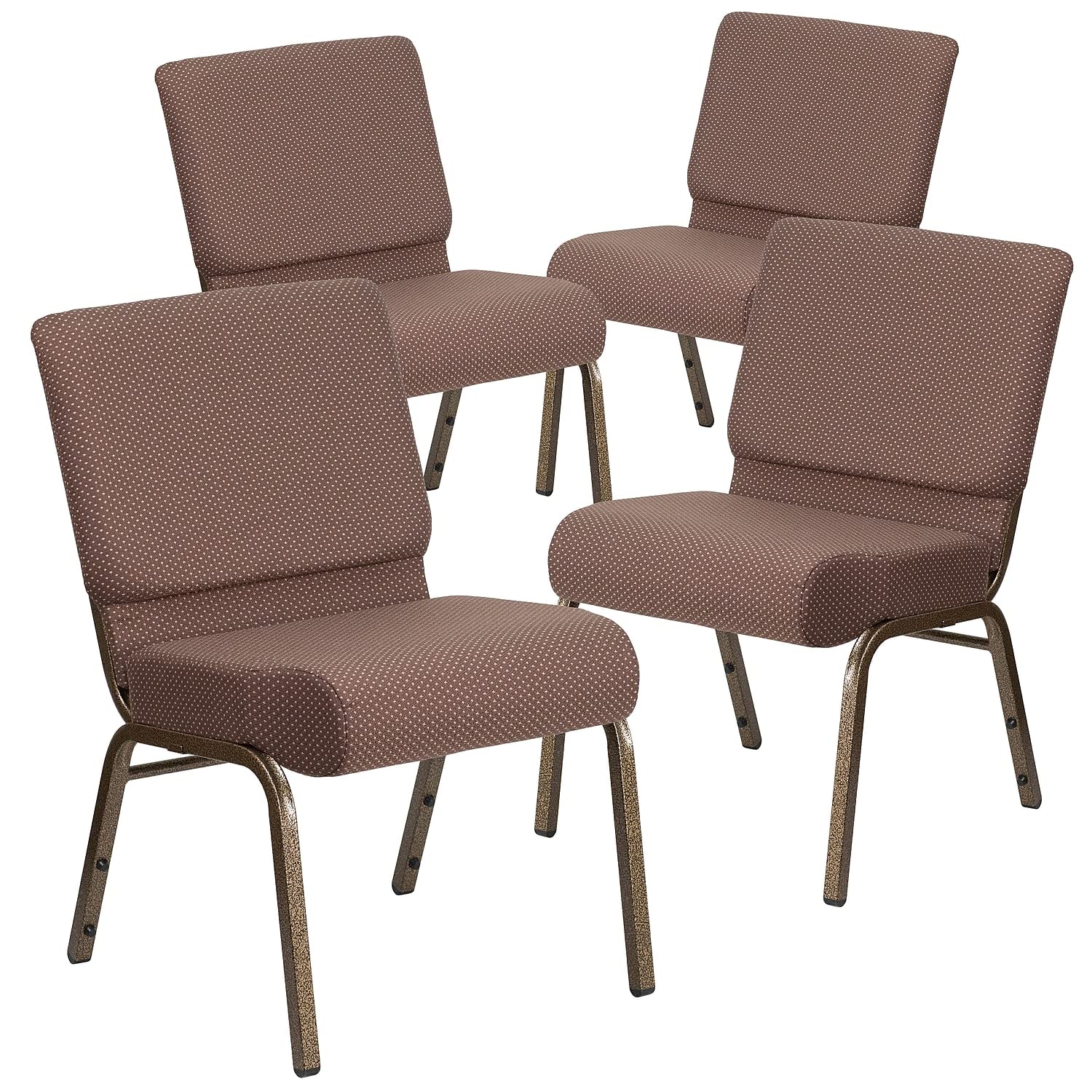 Flash Furniture Brown Dot Fabric/Gold Vein Frame / Set of 4 / Contemporary Stacking Chairs