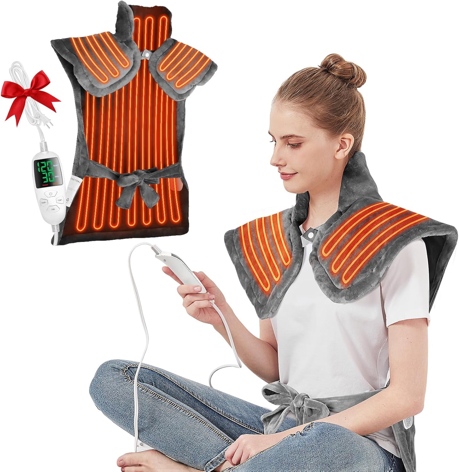 Heating Pad for Neck and Shoulders and Back Pain Relief,Birthday Gifts for Women Men Mom Dad Weighted Full Body Heat Pads Large 25"X37",Heating Pad for Period Cramps,Electric Heated Pad Auto Shut Off