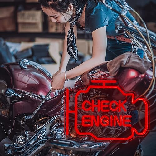 Miniatura 5 de Letrero de neón de comprobación del motor luces LED de neón para decoración de pared letreros iluminados para automóvil habitación garaje talla