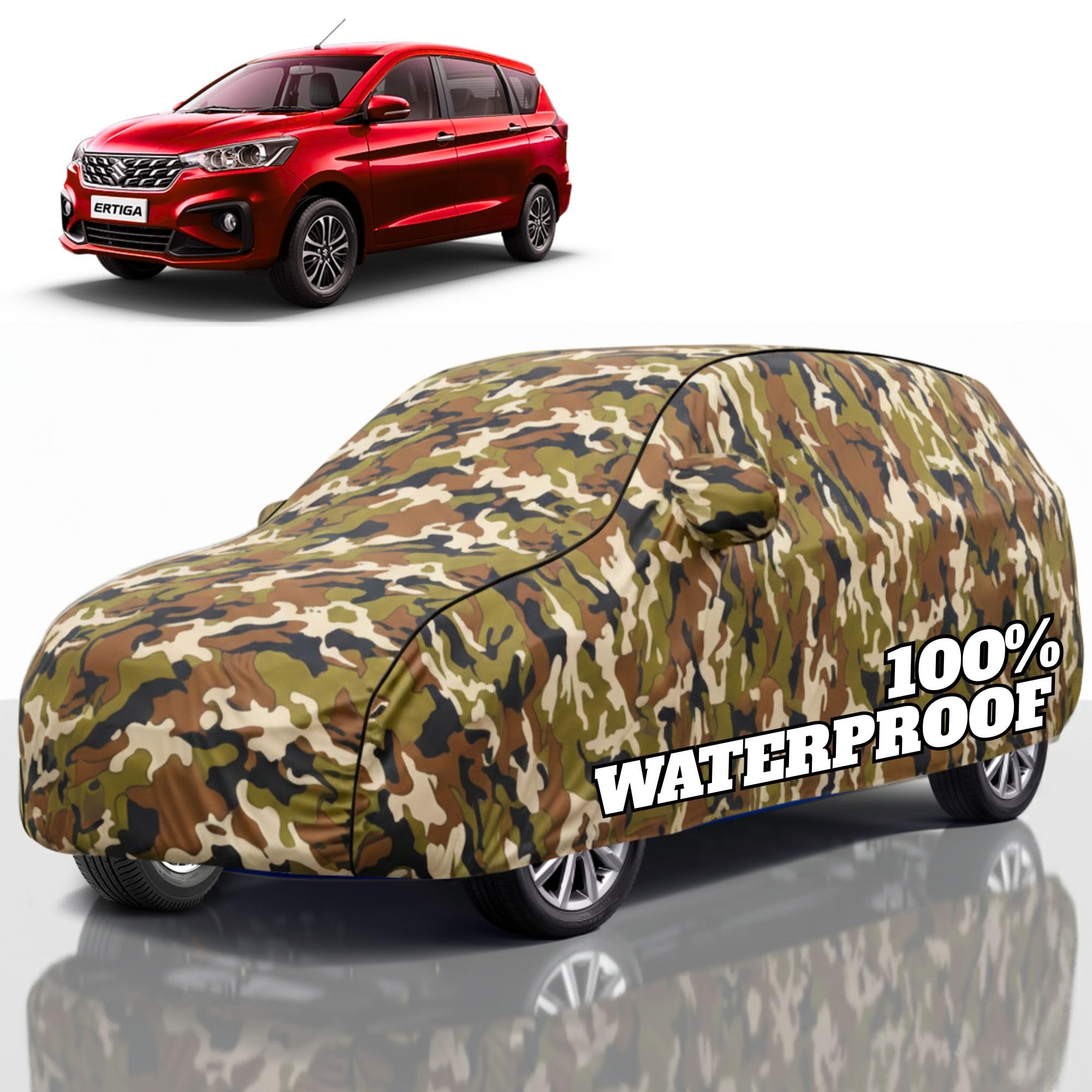 Premium Polyester Car Cover Ertiga All-Weather Protection from Rain, Dust &amp; Sun | UV Resistant Fabric | Full Body Secure Fit for Outdoor &amp; Indoor Parking Jungle