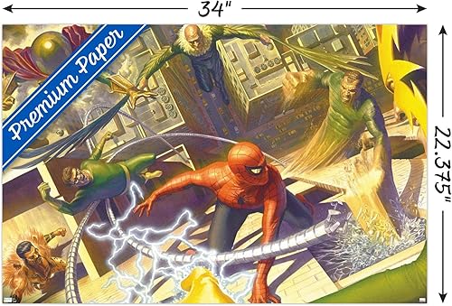 Miniatura 3 de Trends International Marvel Comics - Póster de pared de Spider-Man, batalla con seis siniestros, 22.375 x 34 pulgadas, versión premium sin marco