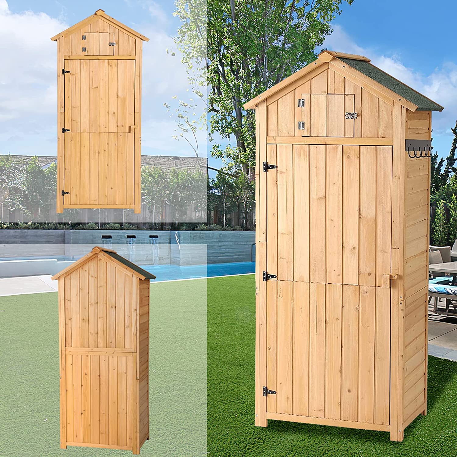 LVUYOYO Outdoor Storage Shed Weather Resistant Outdoor Garden Storage