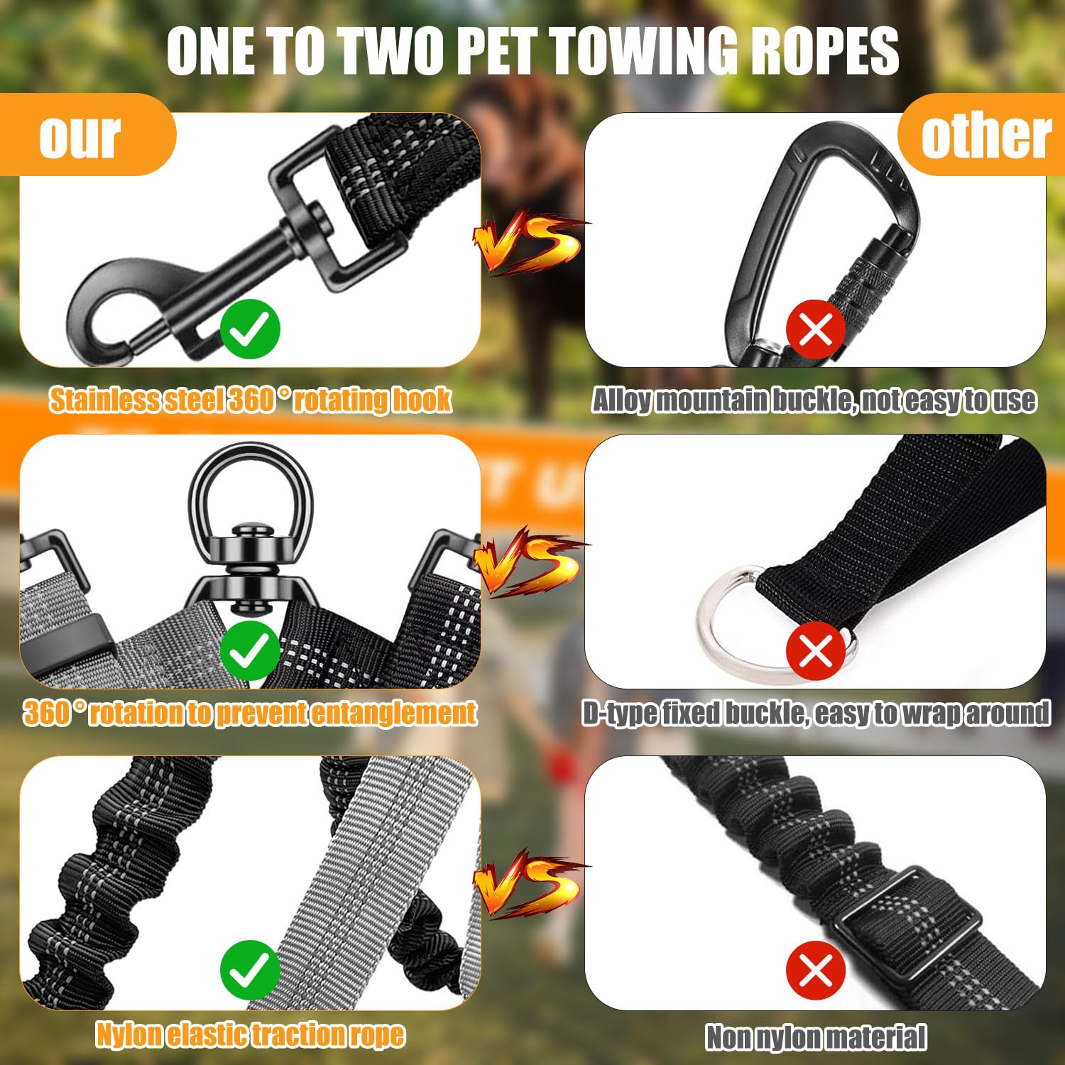 Doppio guinzaglio senza grovigli, doppio guinzaglio per 2 cani, regolabile, riflettente, doppio guinzaglio per cani di taglia piccola, media e grande