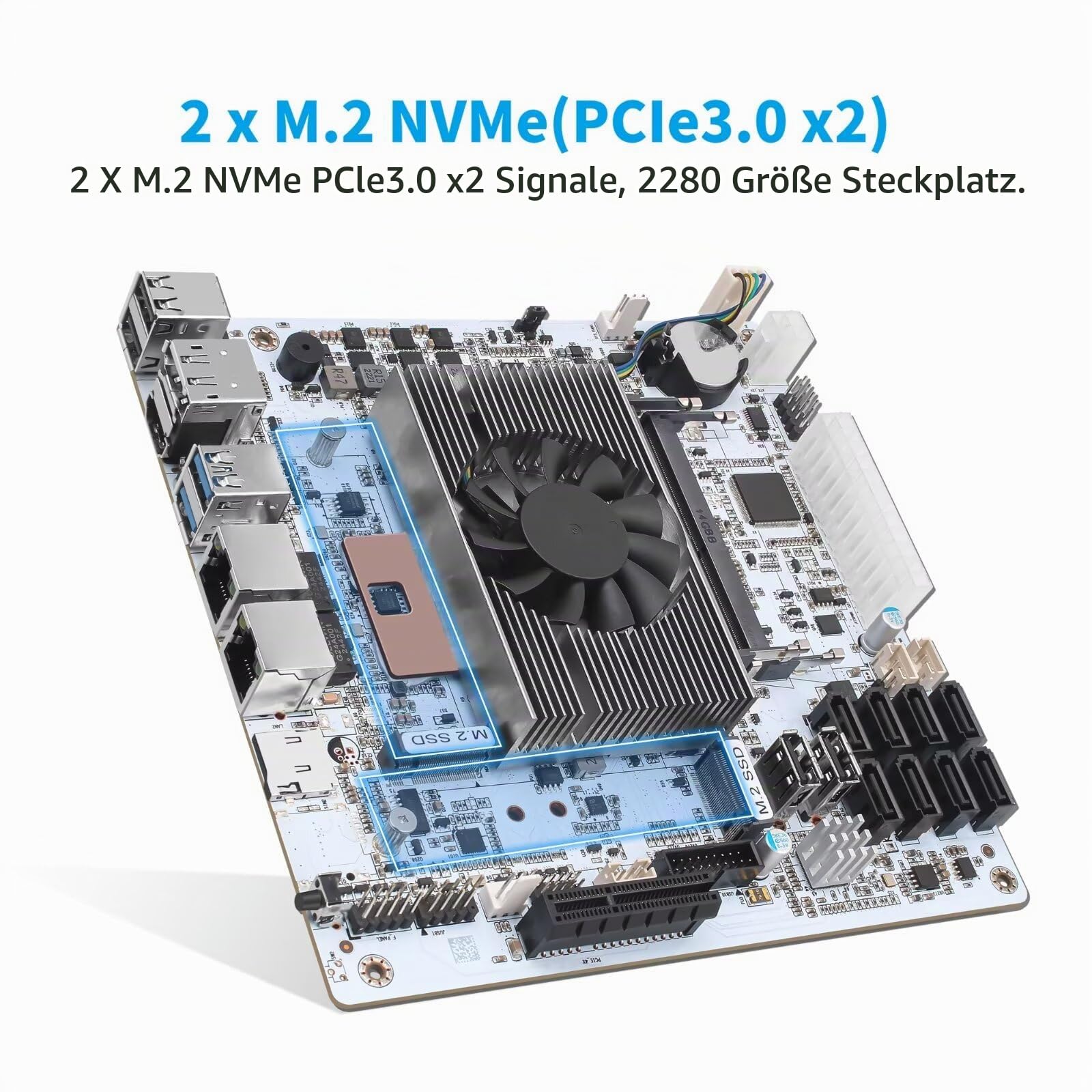NAS Motherboard 8 Bay SATA3.0, Core i5 8256U Mini ITX Motherboard 2xM.2 NVMe PCIe3.0 x2, 2 i226V 2.5GbE LAN Computer Board 4K HD DP NAS Board, PCI-E x4, Barebone (No RAM/SSD/OS)