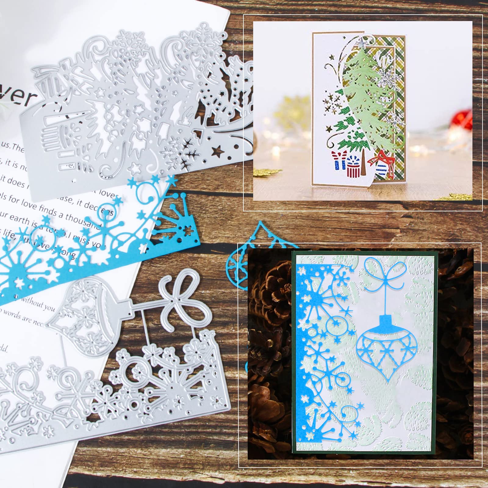 Pochoirs De Découpe Noël Métal - 2 Modèles (sapin, Lumières) Pour Scrapbooking Et DIY
