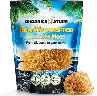 Organic Sea Moss Dried Irish Sea Moss - Natural Wildcrafted, Pure, Non-GMO & Gluten-Free Sea Moss - Makes Perfect 5 Jars Of Sea Moss Gel - Support Bones & Joints, & Immune System - 4 oz