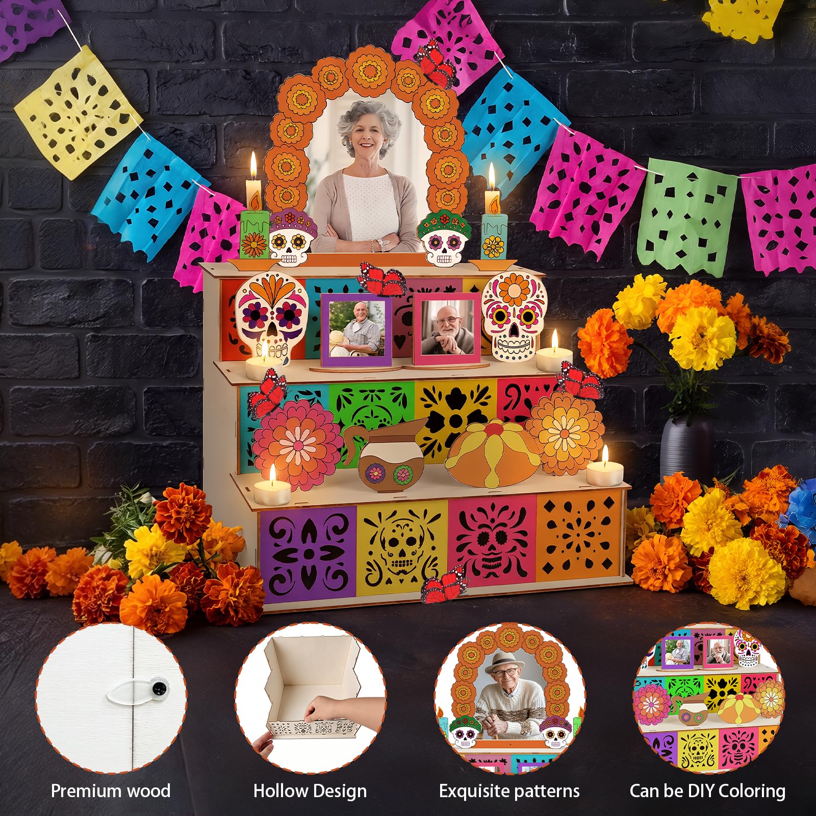 Fennoral Dia De Los Muertos - Kit di scatole in legno per altare