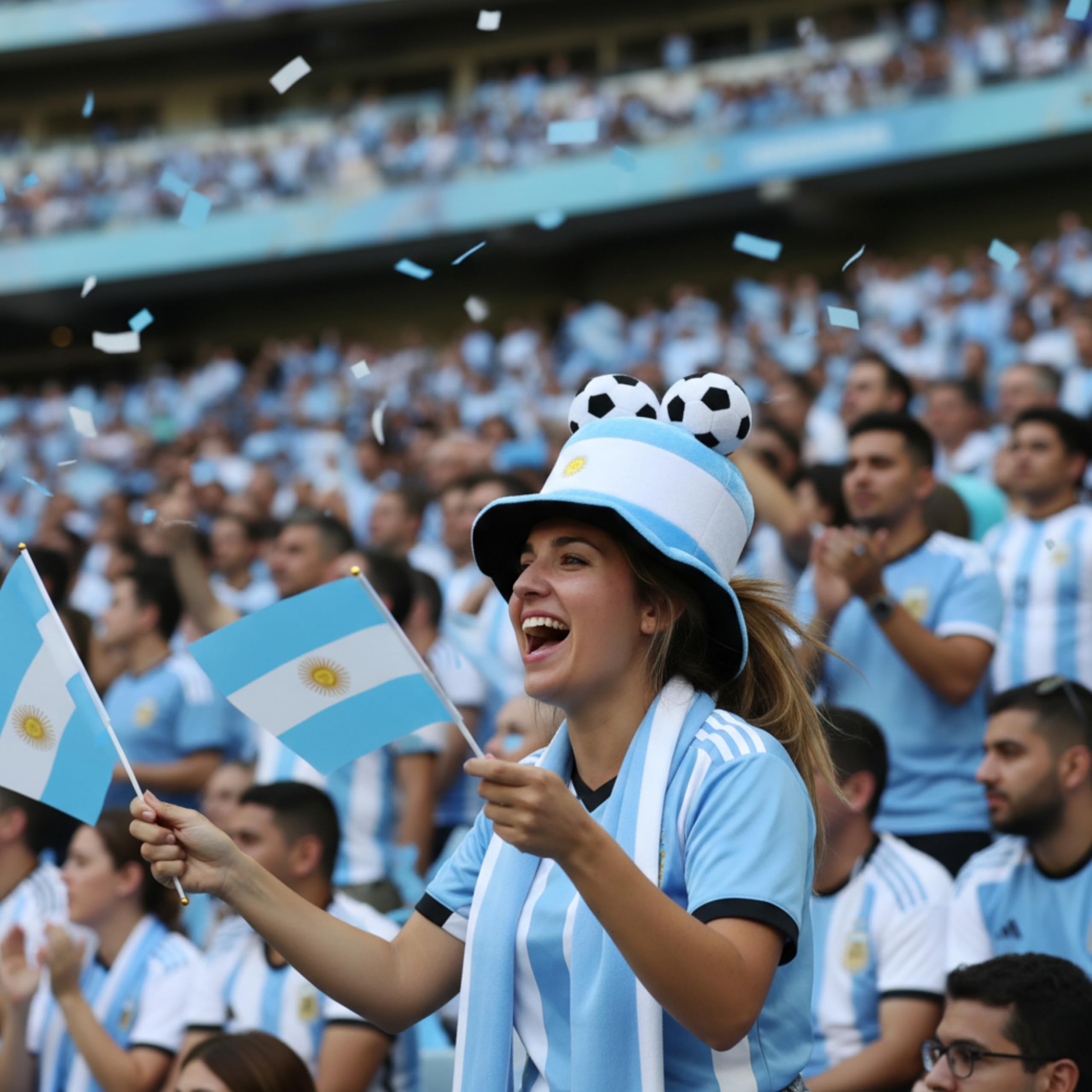 Toyland® Argentina Flag Football Fan Top Hat with 3D Footballs - World Cup & European Championships Party Costume - 10 Countries to Choose