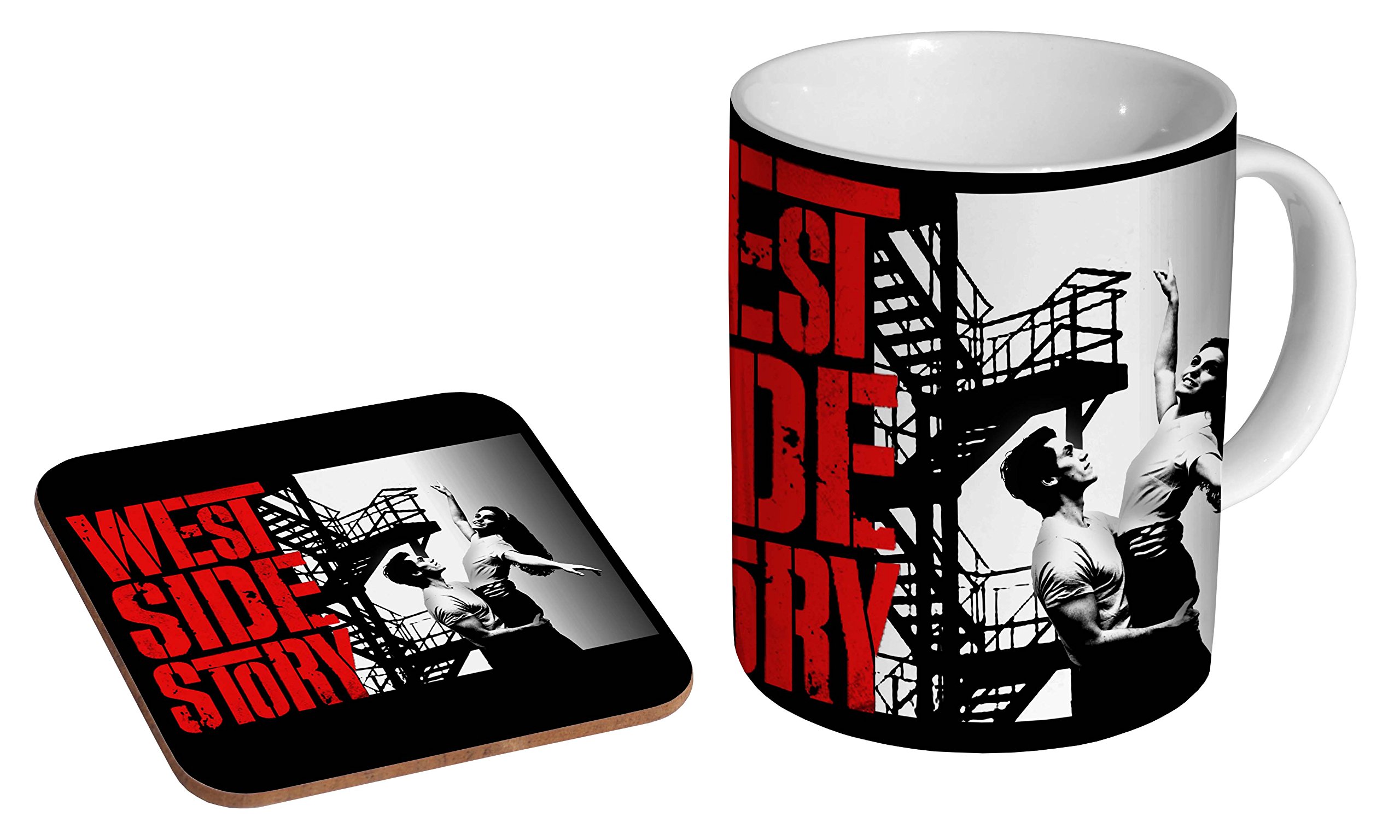 Mugmart White West Side Story Ceramic Coffee Mug + Coaster Gift Set …